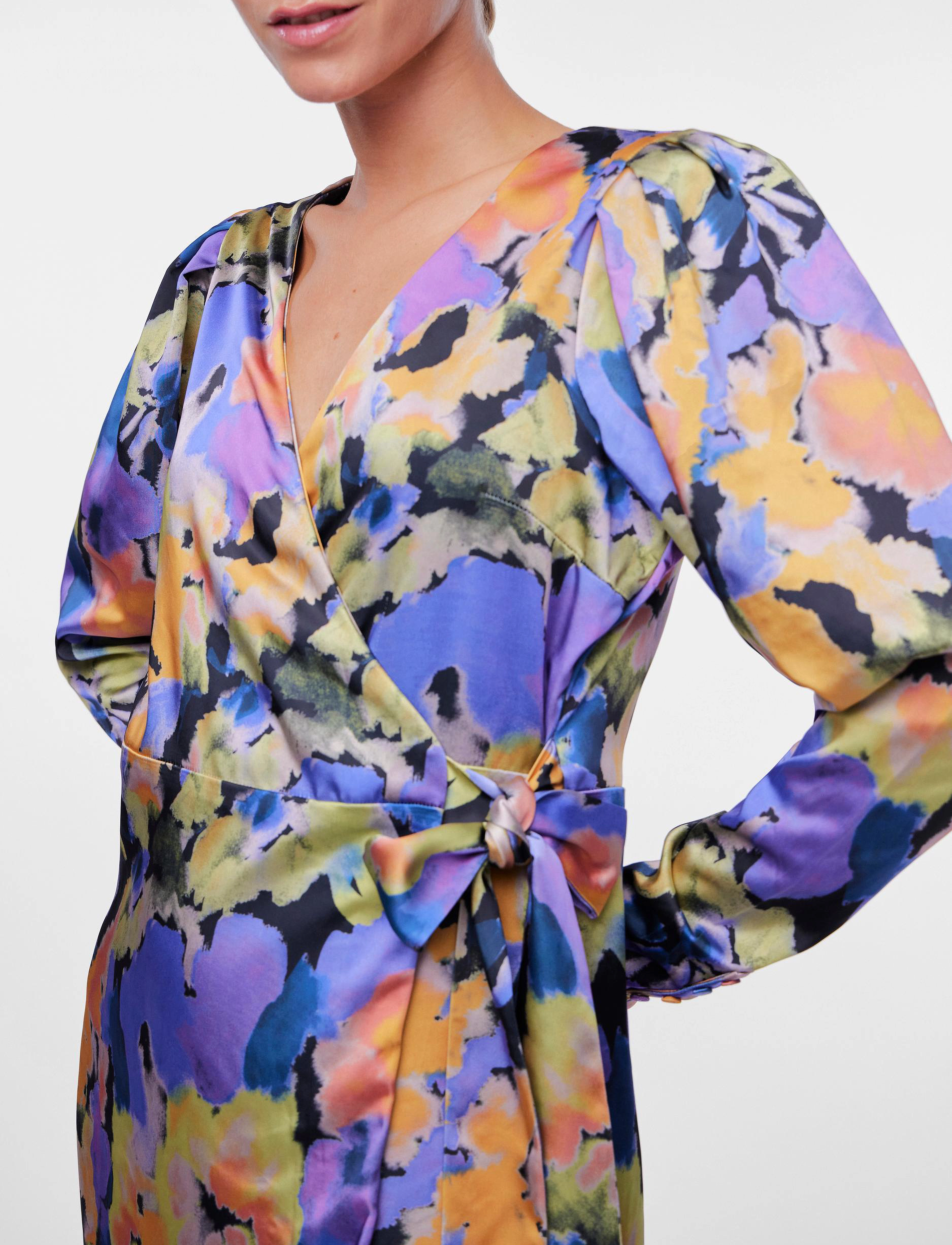 YAS - YASPAINTERLY LS WRAP MIDI DESS S. - SHOW - hõlmikkleidid - black - 4