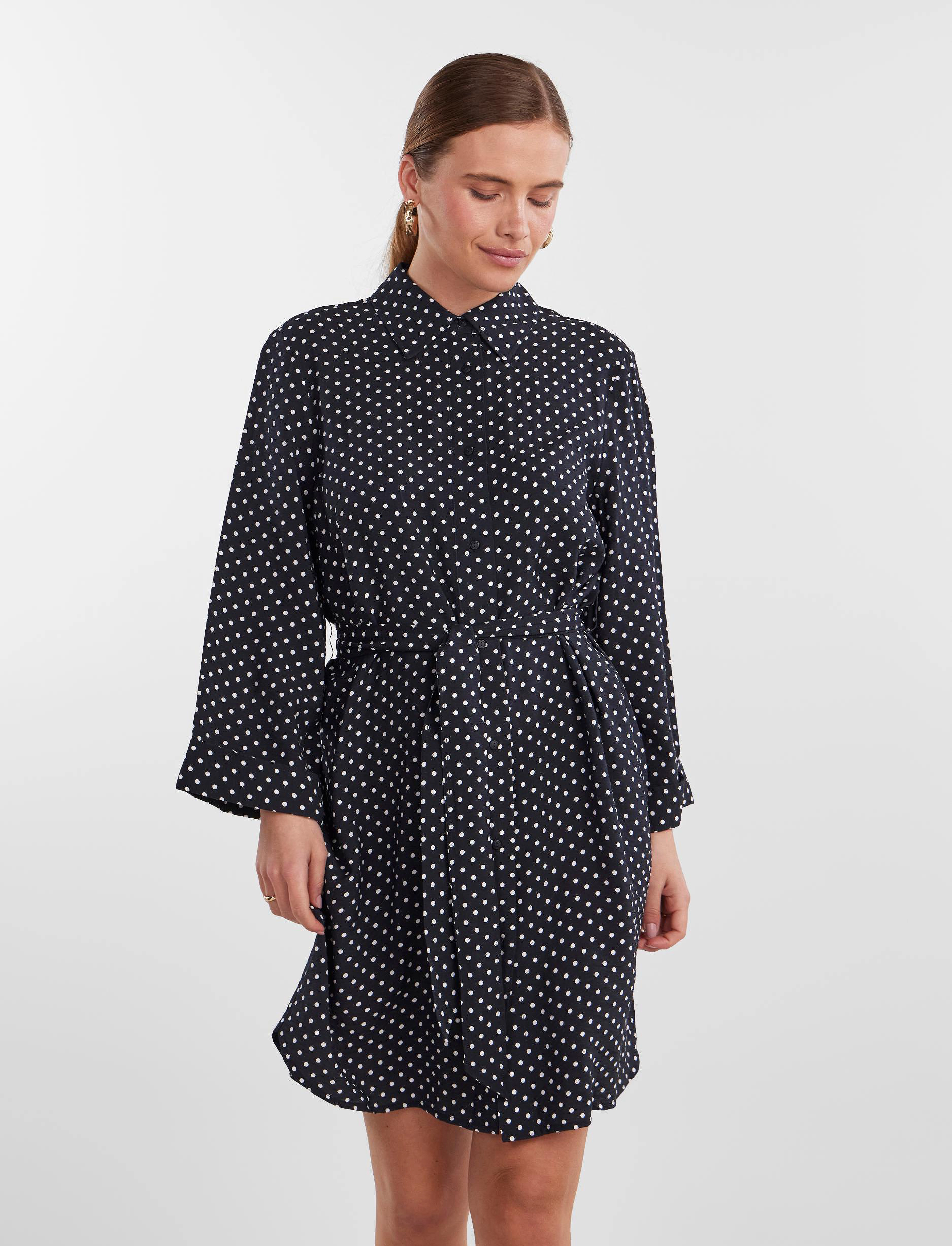 YAS YASDALILA 7/8 SHIRT DRESS - Skjortklänningar - BLACK / black