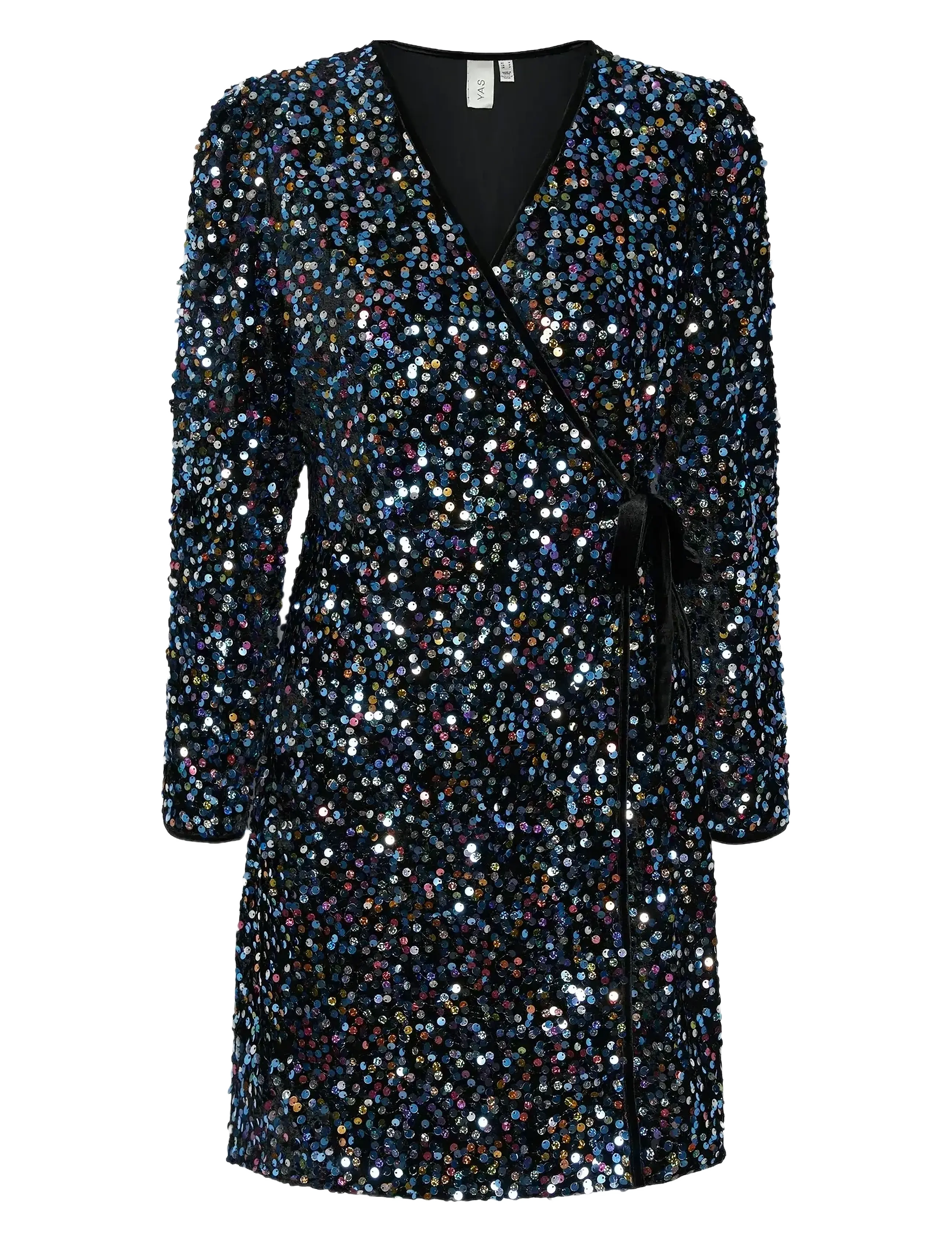 YAS - YASKILLO SEQUIN LS WRAP DRESS - SHOW - black - 1