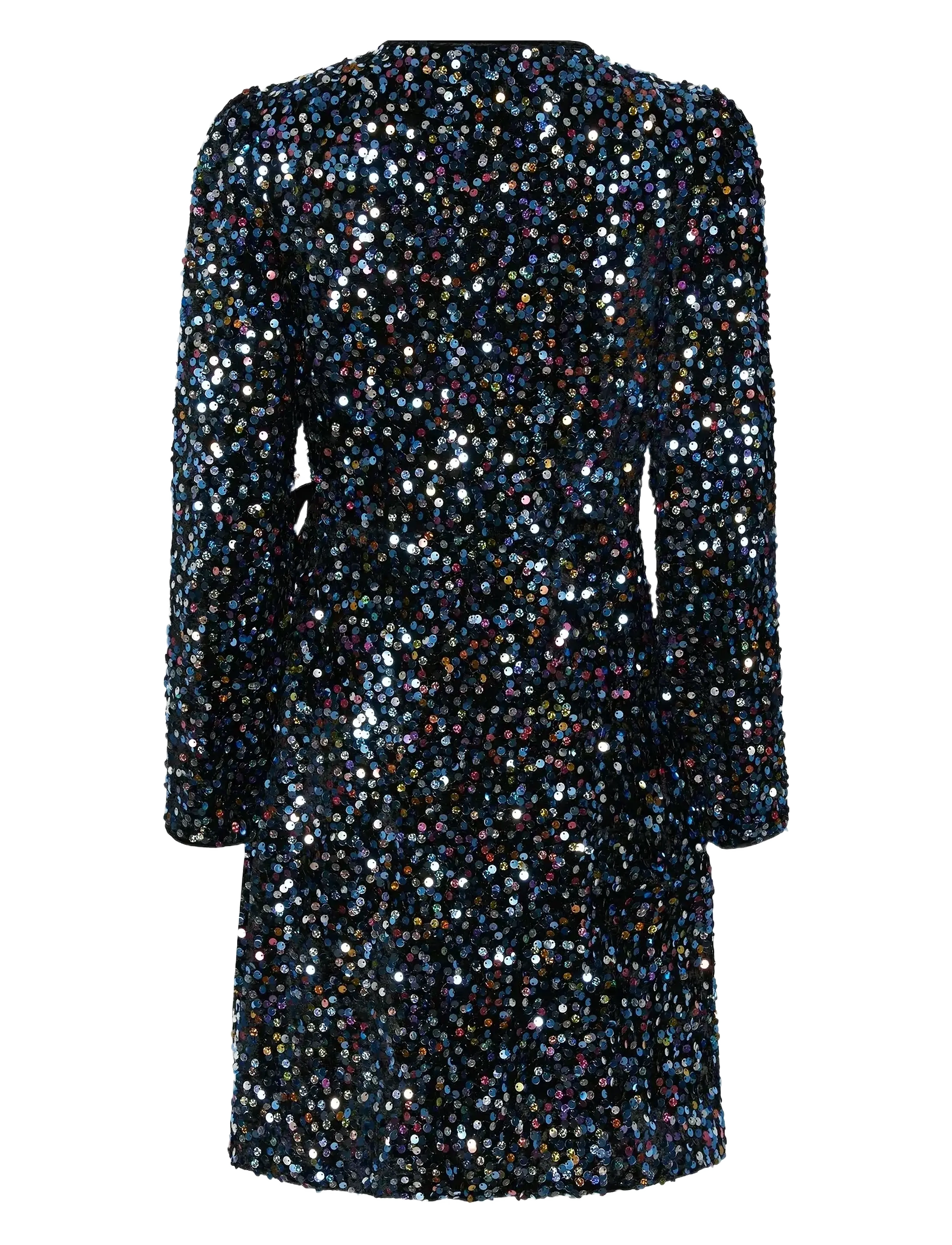 YAS - YASKILLO SEQUIN LS WRAP DRESS - SHOW - black - 2