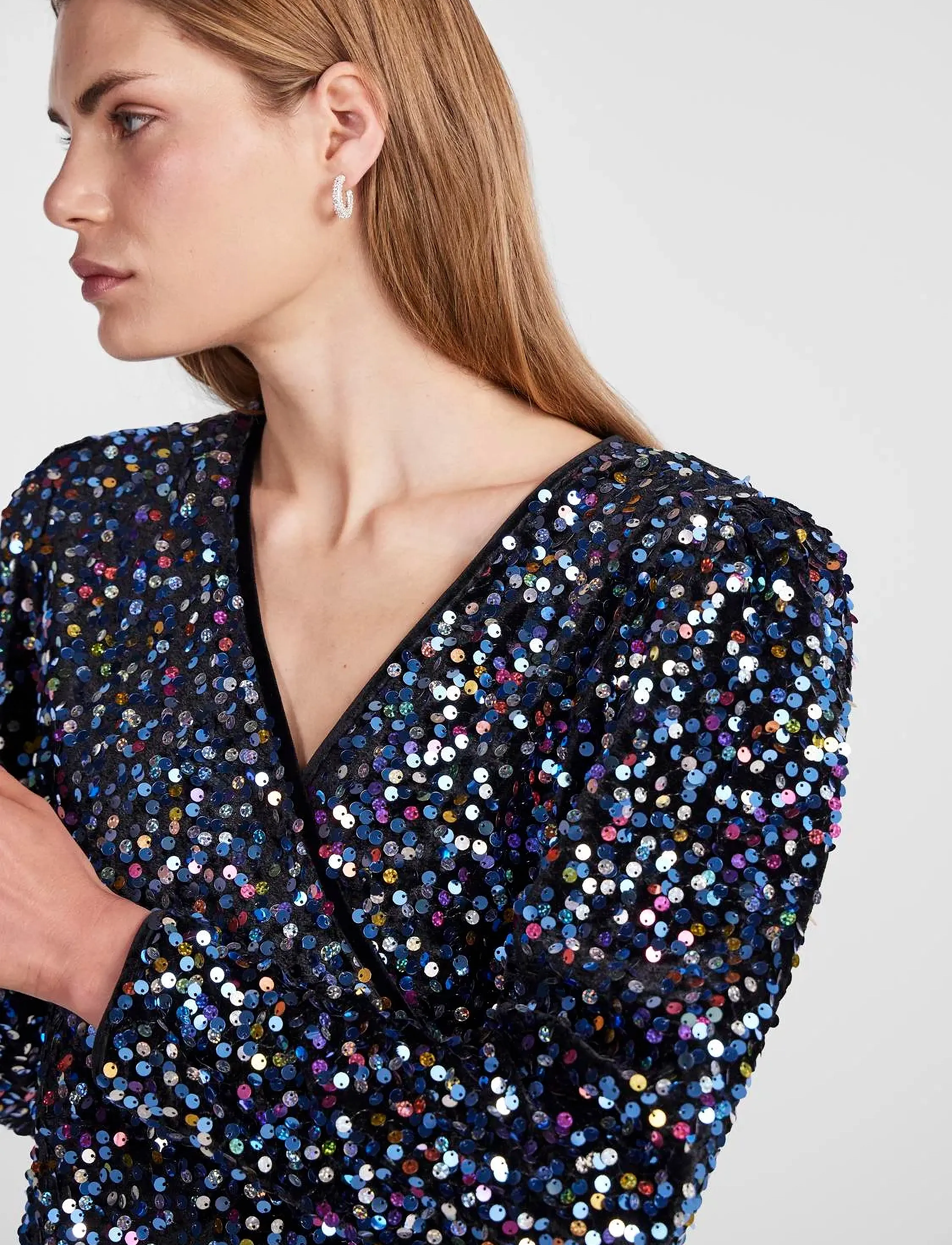YAS - YASKILLO SEQUIN LS WRAP DRESS - SHOW - black - 4