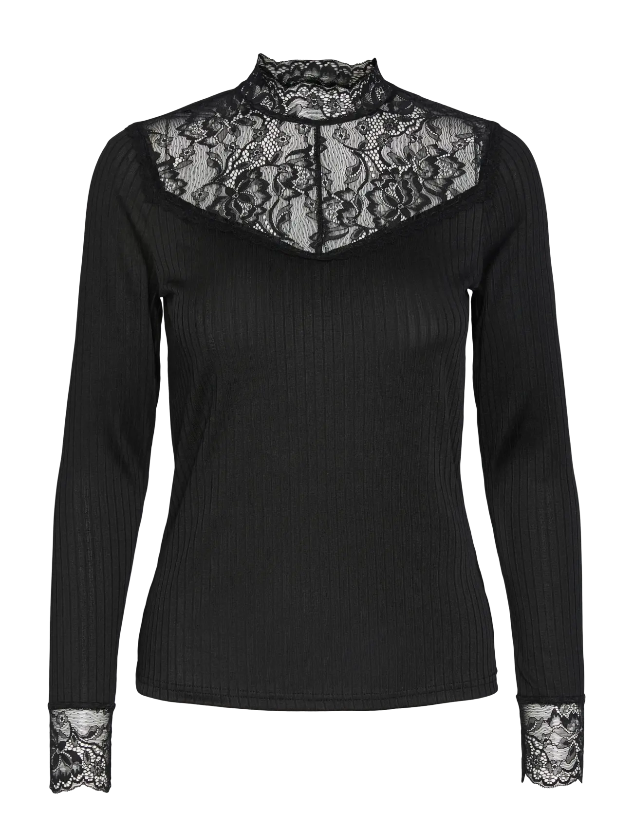 YAS YASBLACE LS TOP S. NOOS - Tøj - BLACK / black