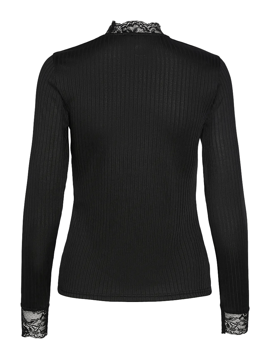 YAS - YASBLACE LS TOP S. NOOS - langærmede toppe - black - 2
