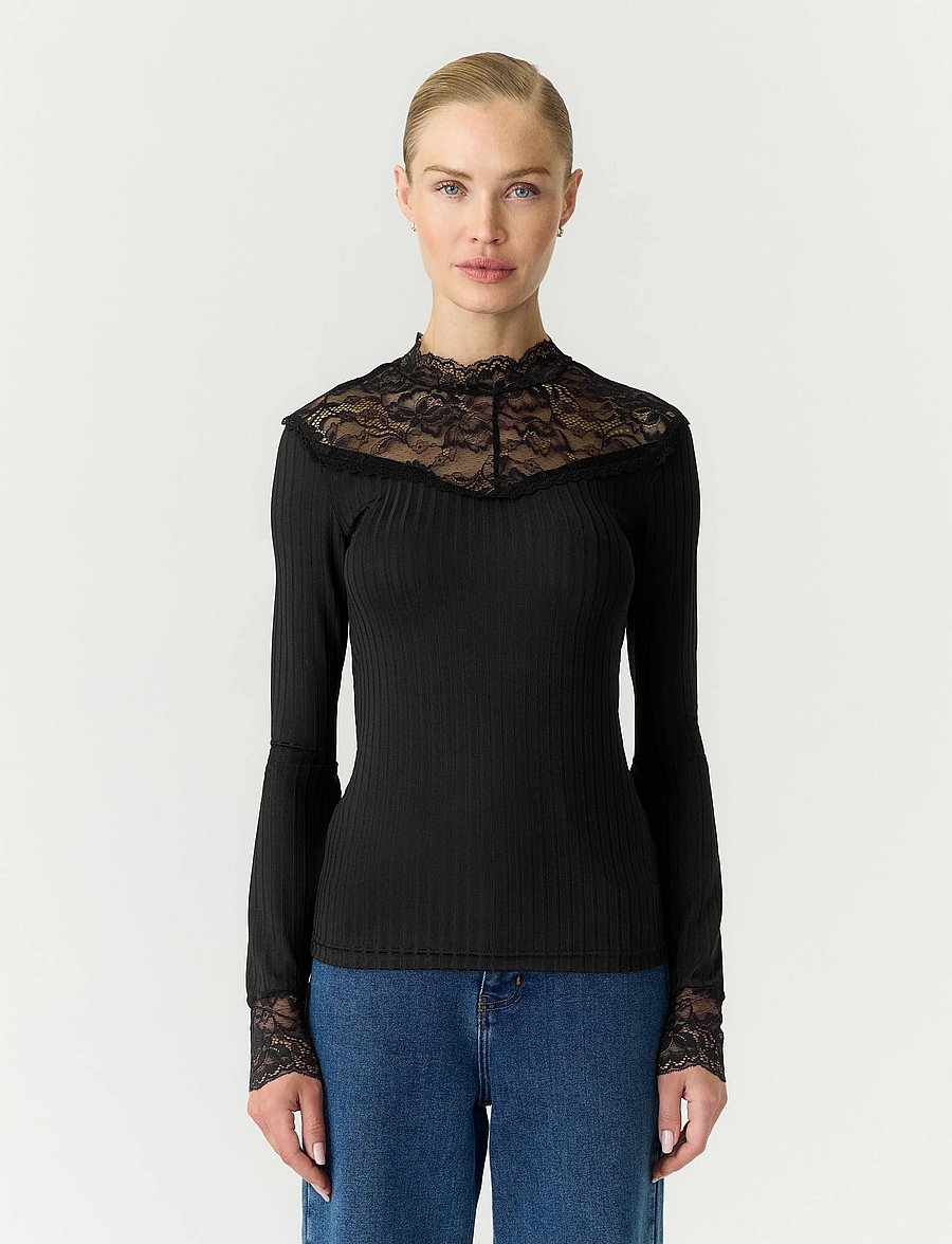 YAS - YASBLACE LS TOP S. NOOS - långärmade toppar - black - 0