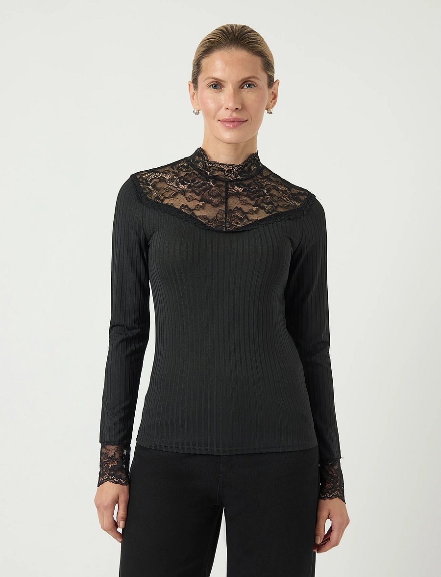 YAS - YASBLACE LS TOP S. NOOS - langærmede toppe - black - 0
