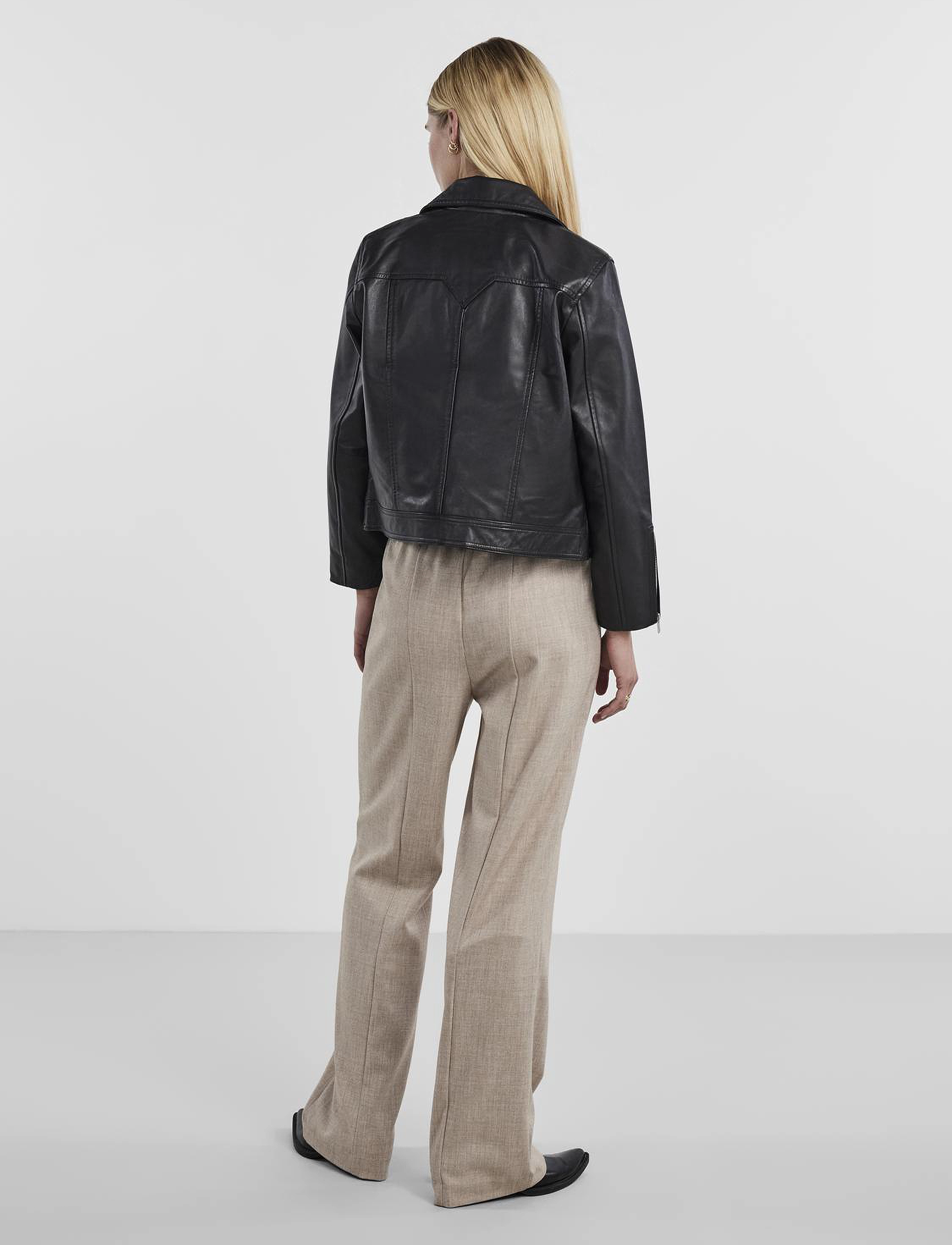YAS - YASPHIL 7/8 LEATHER JACKET NOOS - black - 4