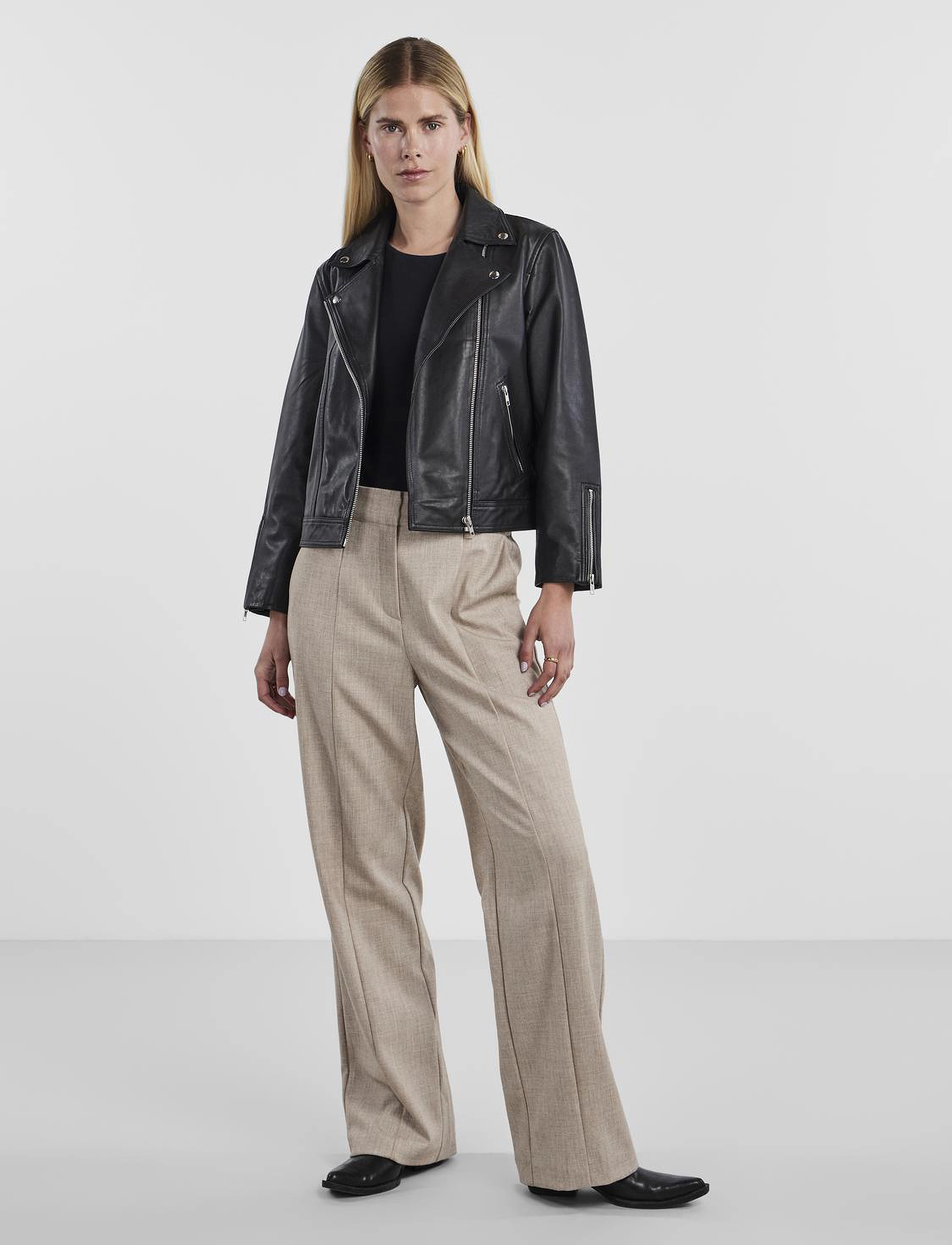 YAS - YASPHIL 7/8 LEATHER JACKET NOOS - black - 5