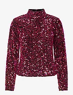 YASPINKO SEQUIN LS BLOUSE - SHOW - BLACK/PINK