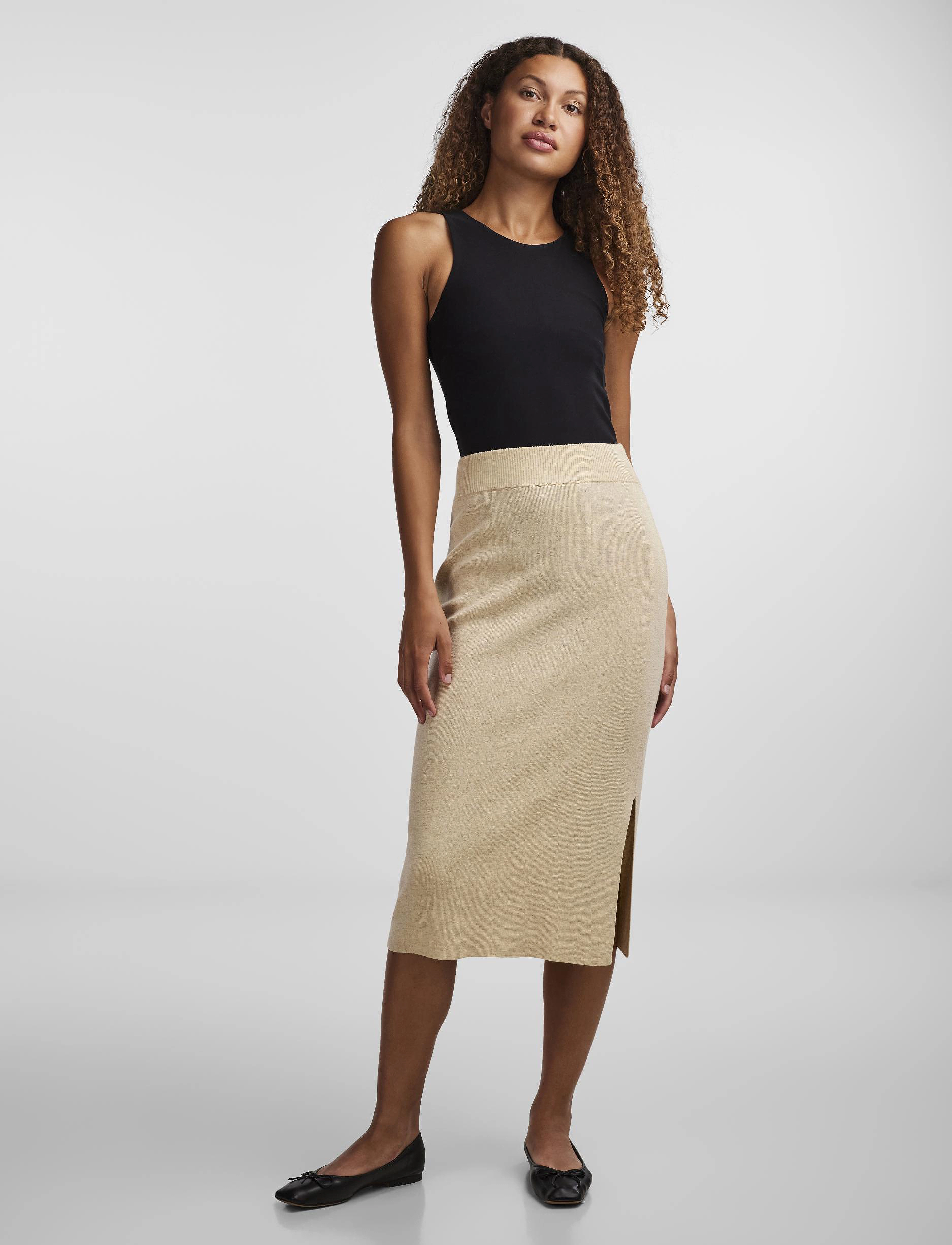 YAS - YASASSI HW MIDI KNIT SKIRT S. NOOS - midihameet - birch - 4