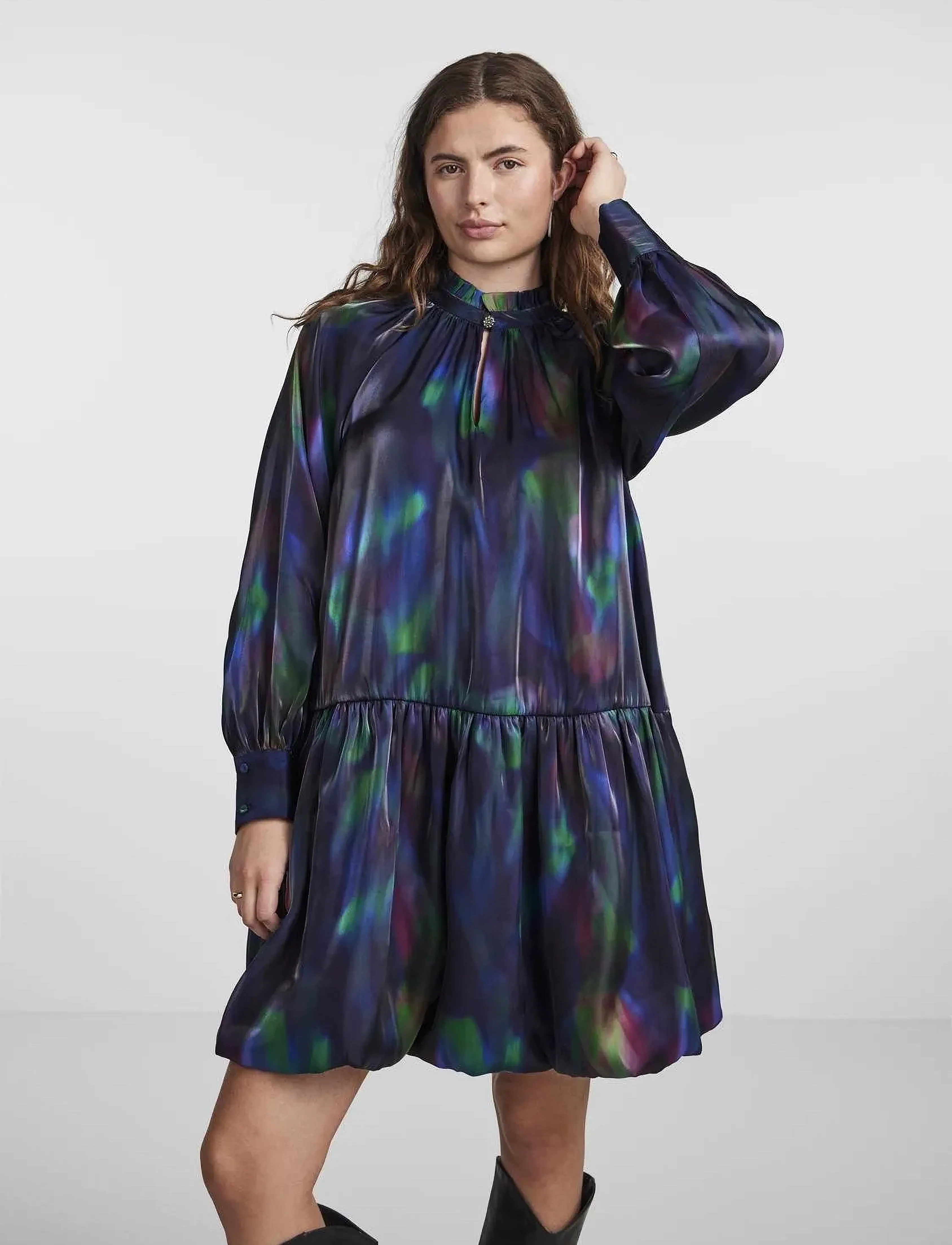 YAS YASAURORA LS DRESS - SHOW - Jurken - BLACK / multi