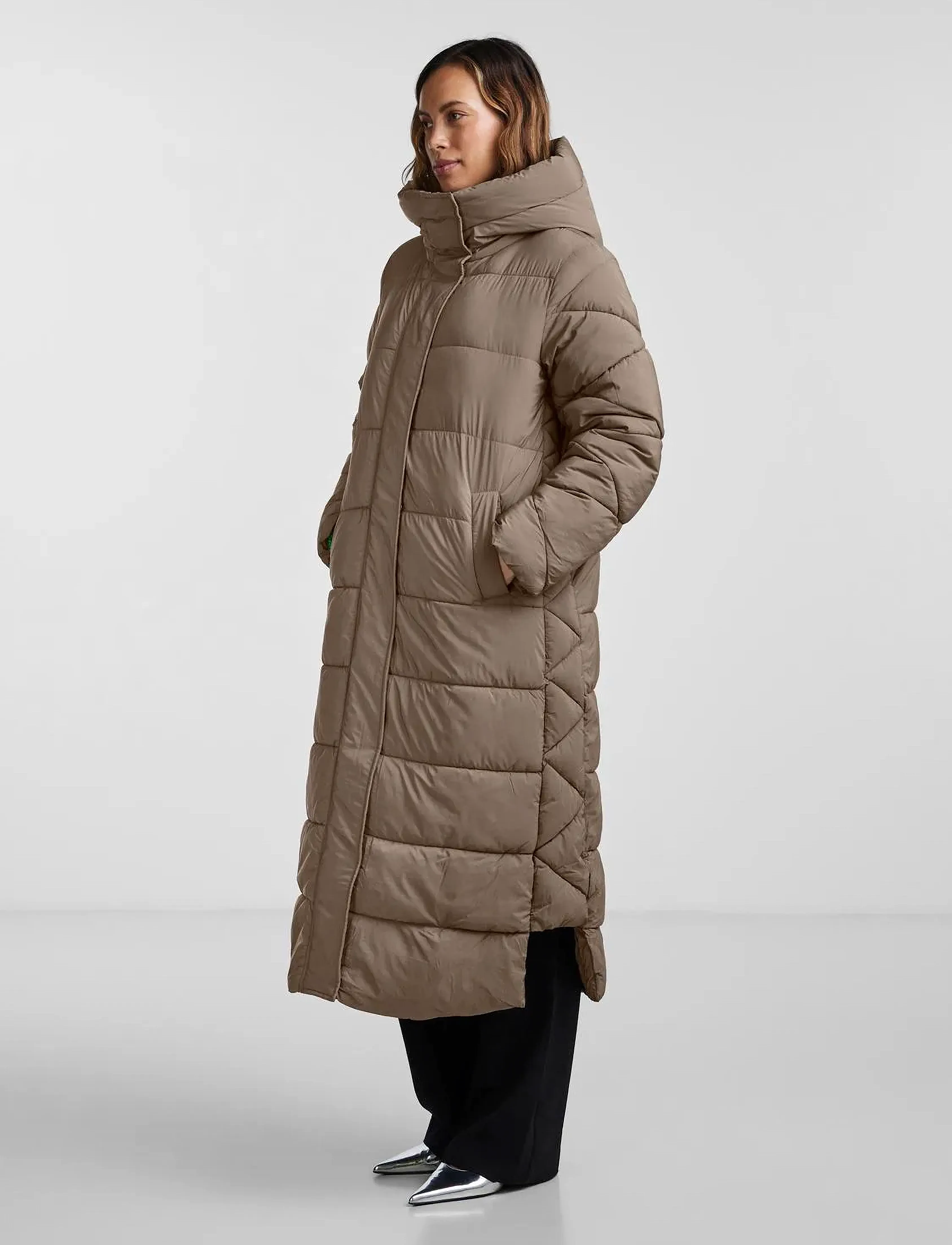 YAS - YASLIRO LONG PADDED COAT - gefütterte & daunenjacken - caribou - 4