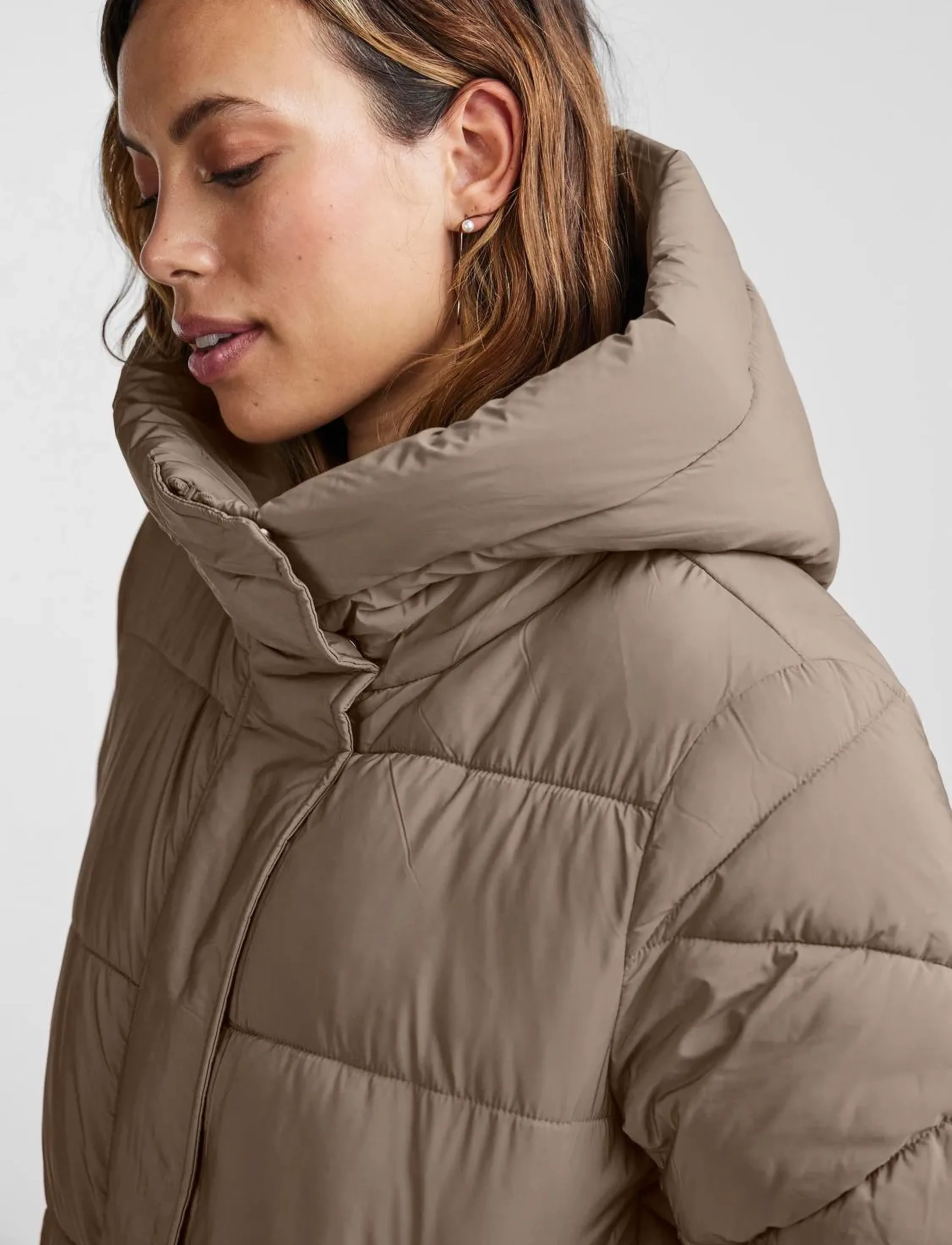 YAS - YASLIRO LONG PADDED COAT - gefütterte & daunenjacken - caribou - 5