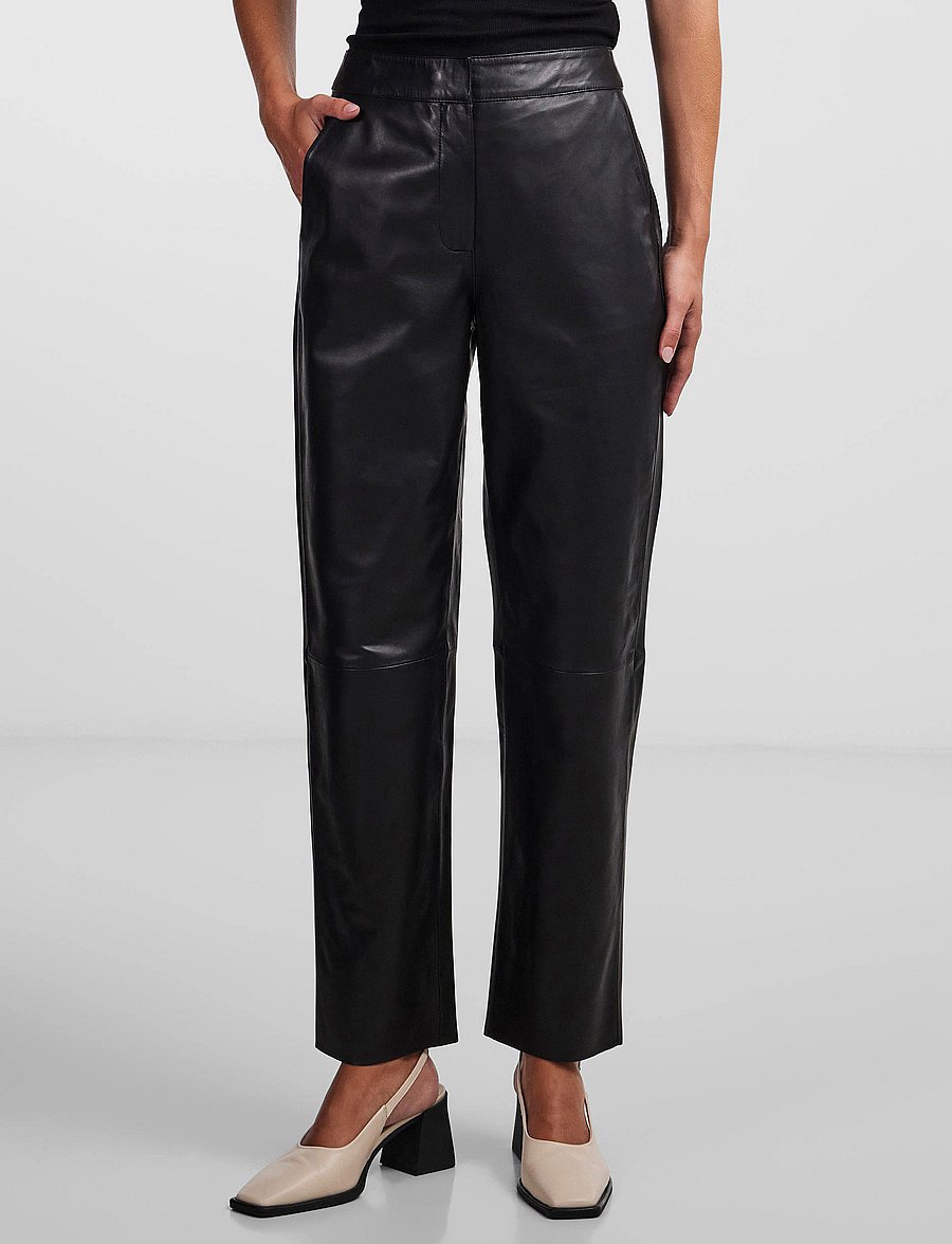 YAS - YASLINE HMW LEATHER PANT NOOS - black - 0