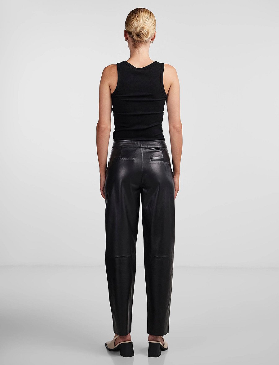 YAS - YASLINE HMW LEATHER PANT NOOS - black - 3