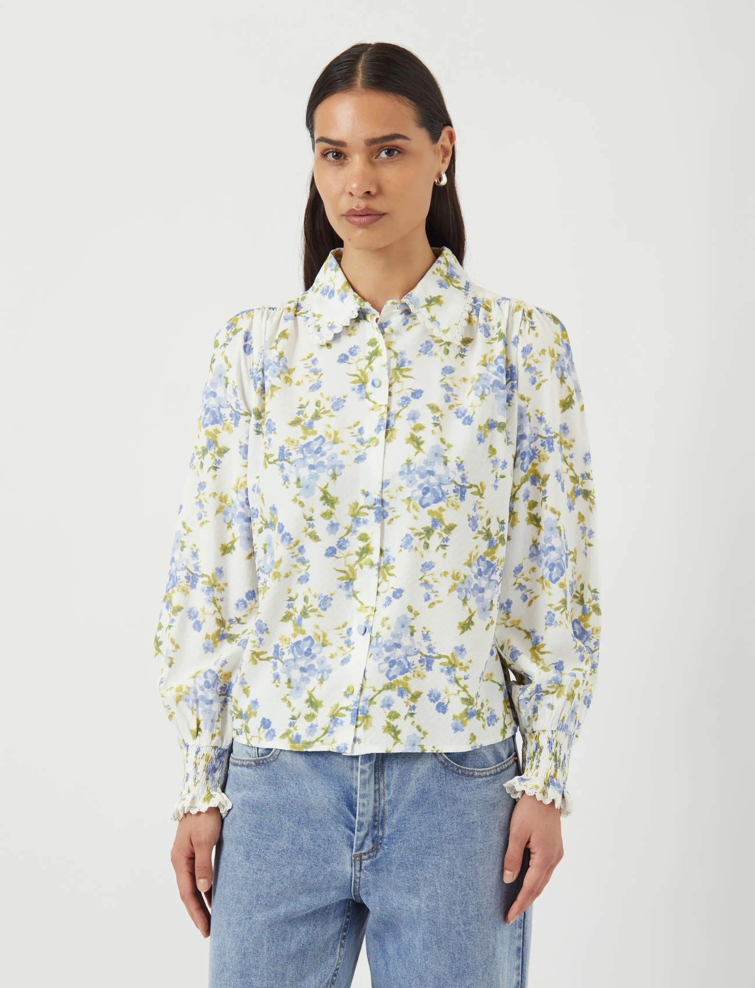 YAS YASTILERA LS SHIRT S. NOOS - Chemisier & Chemises - STAR WHITE / blue