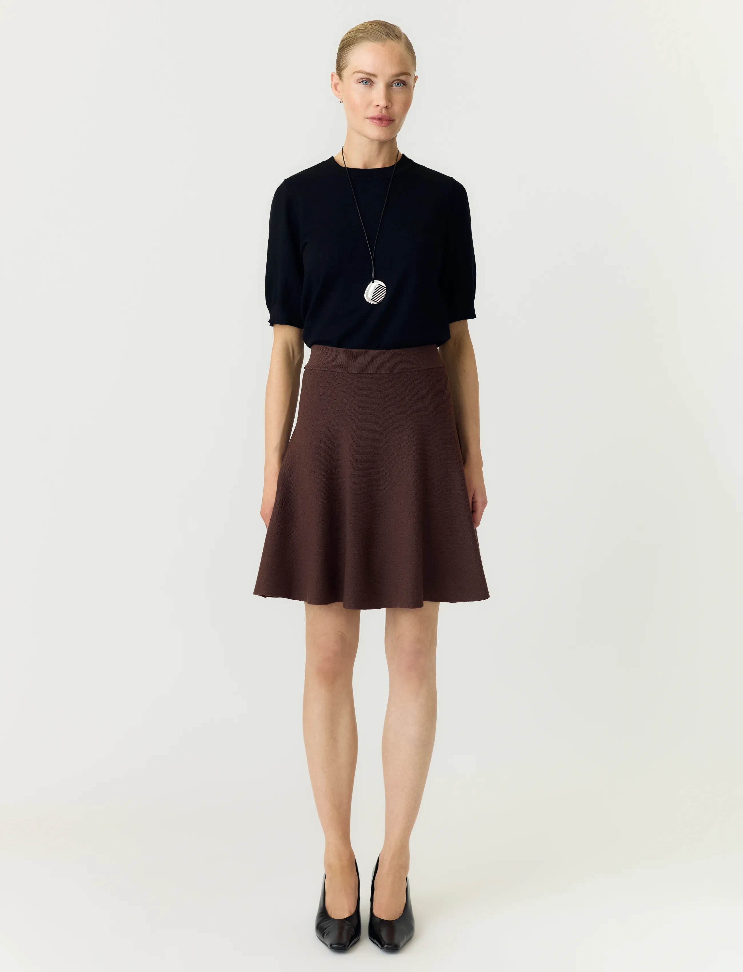 YAS - YASFONNY HW KNIT SKIRT S. NOOS - stickade kjolar - chocolate brown - 4