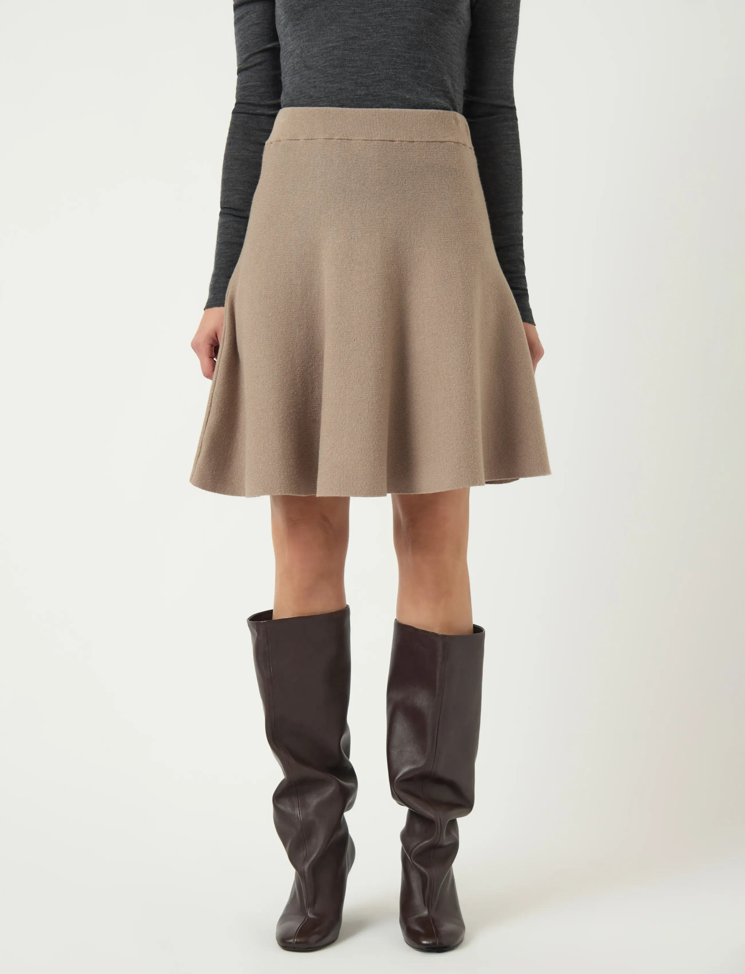 YAS YASFONNY HW KNIT SKIRT S. NOOS - Adīti svārki - FUNGI / beige