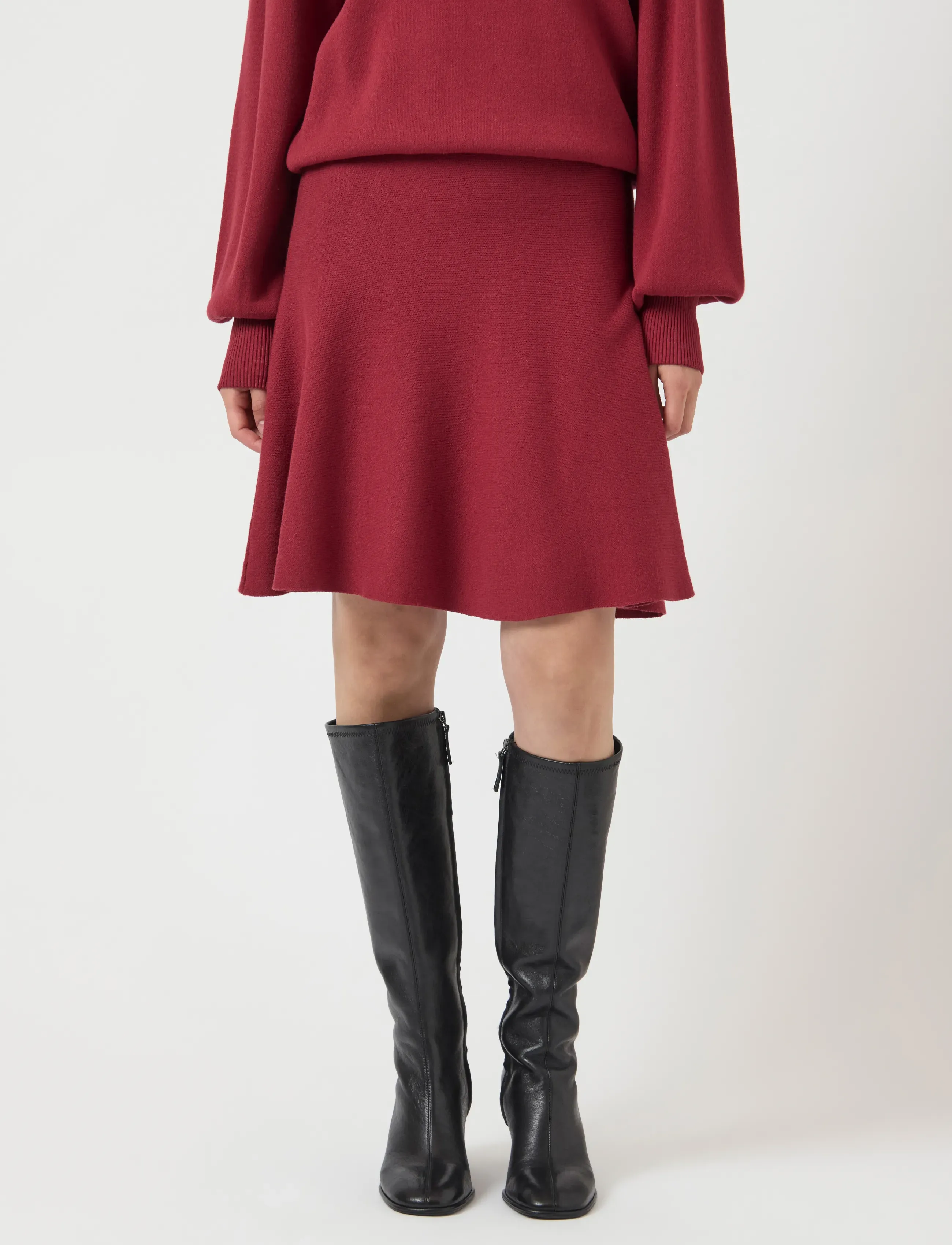 YAS fonny Hw Knit Skirt S. Noos, Kvinder, Højtaljet A-Formet Strik Nederdel, Bordeaux, Str: M