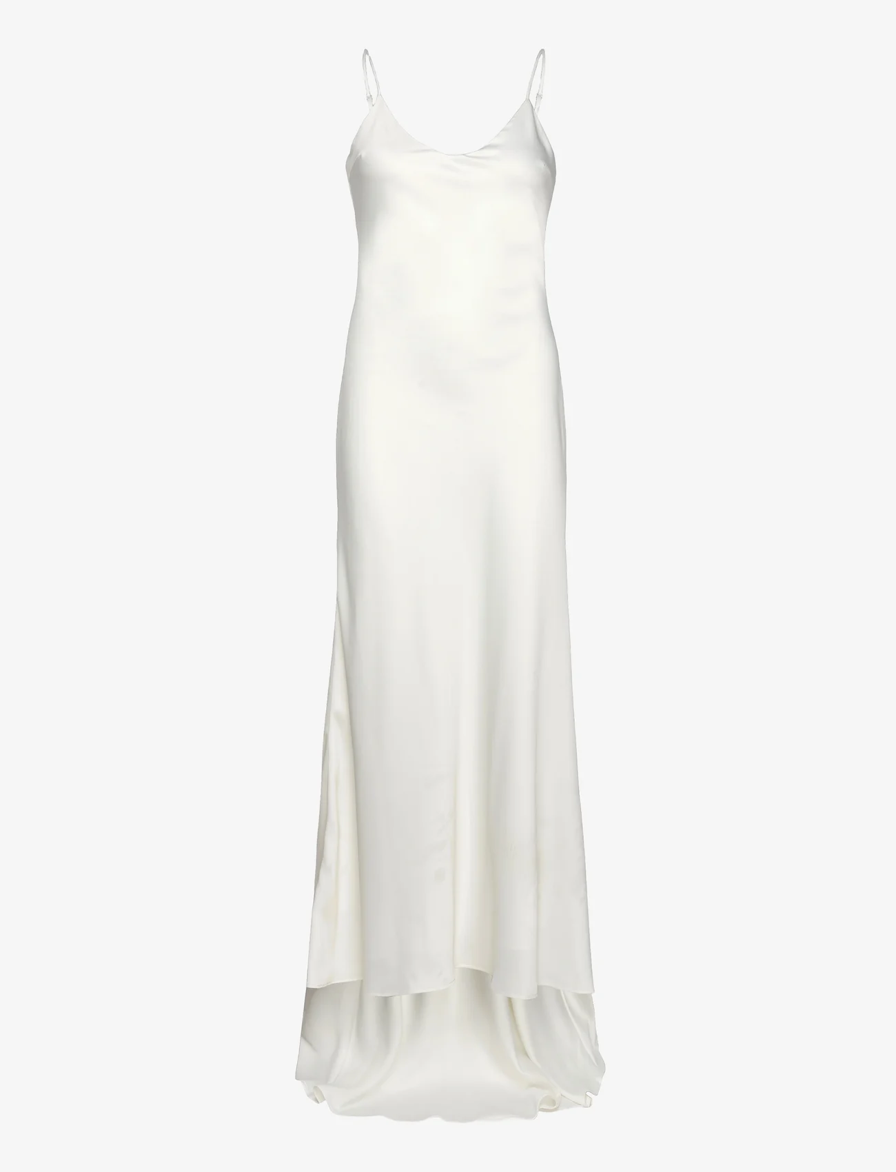 YAS - YASDOTTEA STRAP VNECK MAXI TRAIN DRESS S - maxi dresses - star white - 0