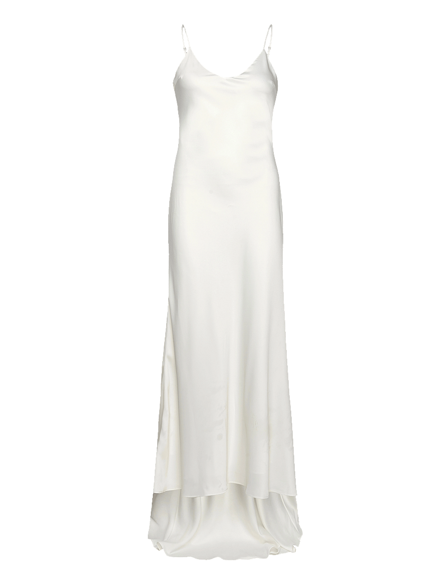 YAS - YASDOTTEA STRAP VNECK MAXI TRAIN DRESS S - star white - 0