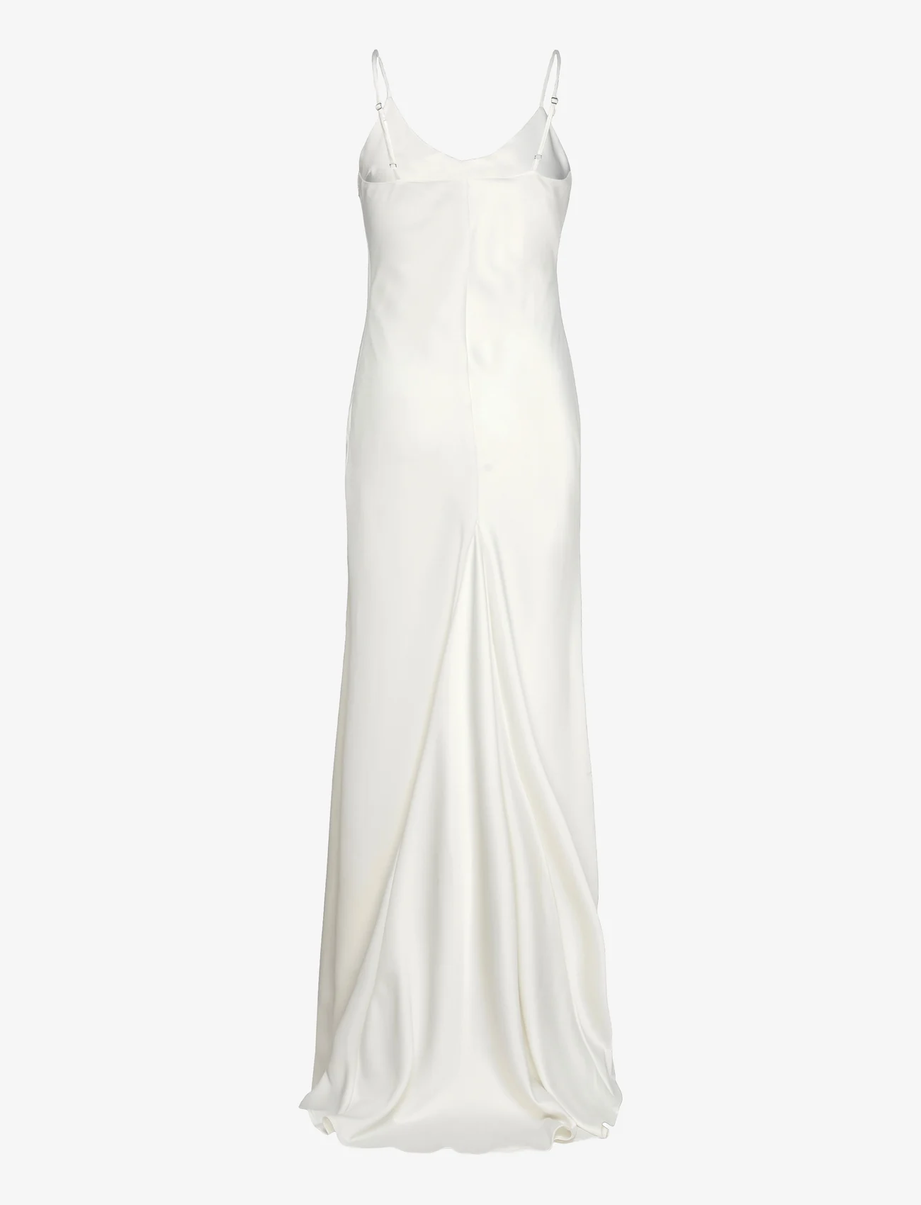 YAS - YASDOTTEA STRAP VNECK MAXI TRAIN DRESS S - maxi dresses - star white - 1