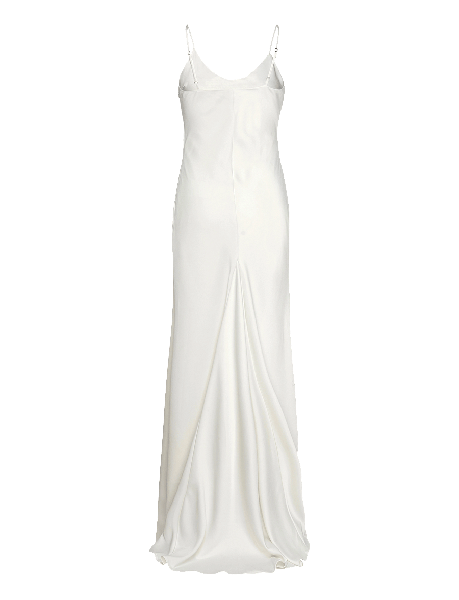 YAS - YASDOTTEA STRAP VNECK MAXI TRAIN DRESS S - star white - 1