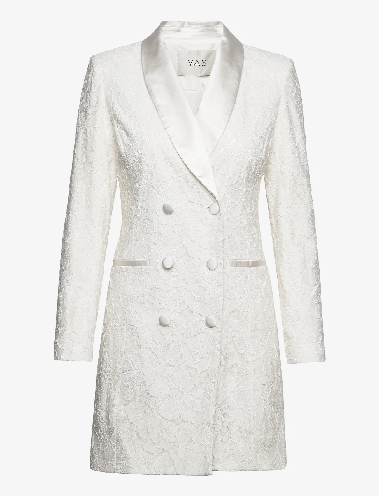 YAS - YASYARA LS LACE BLAZER DRESS - CELEB - feestelijke kleding voor outlet-prijzen - star white - 0