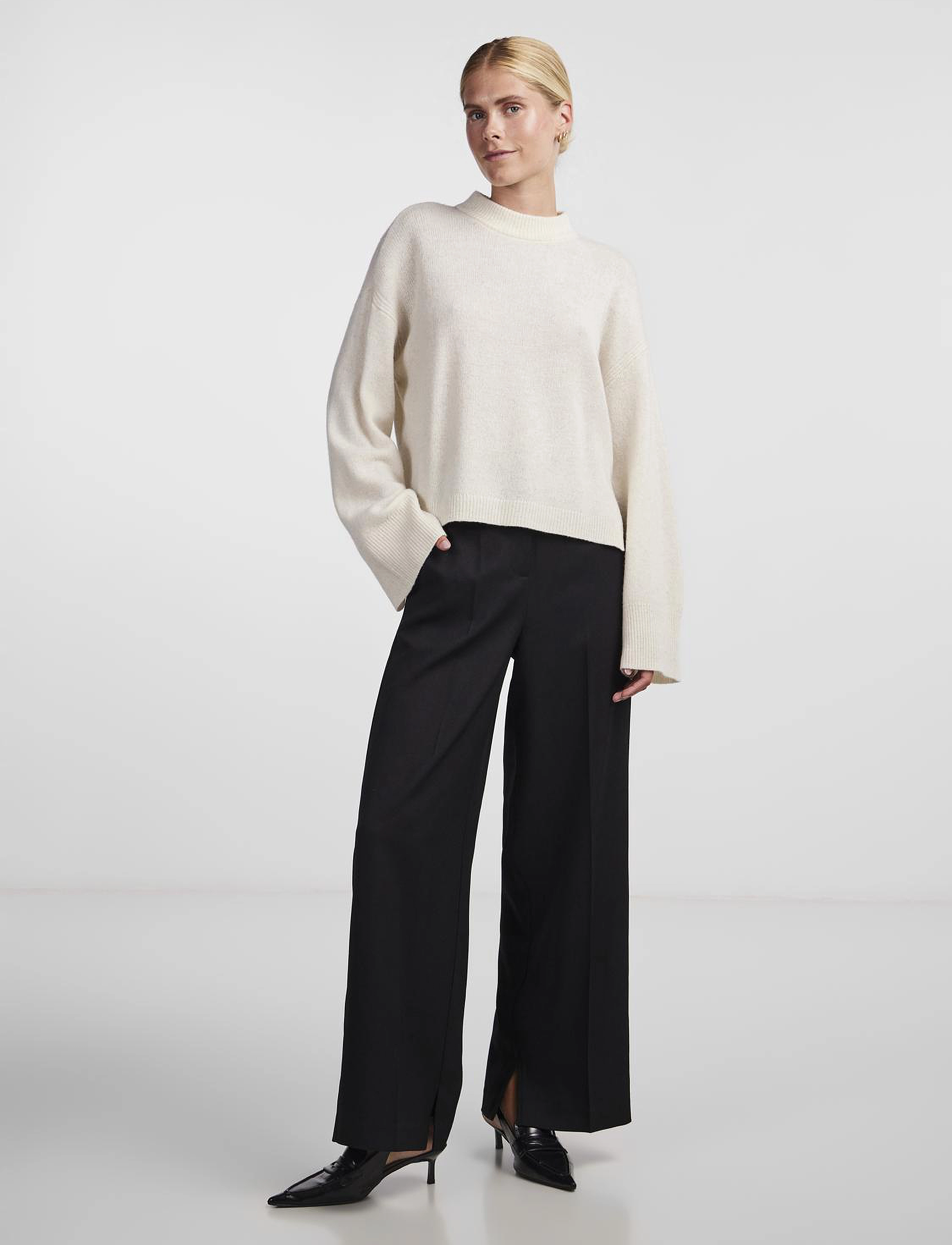 YAS - YASFRIDO LS WIDE KNIT PULLOVER NOOS - trøjer - birch - 4