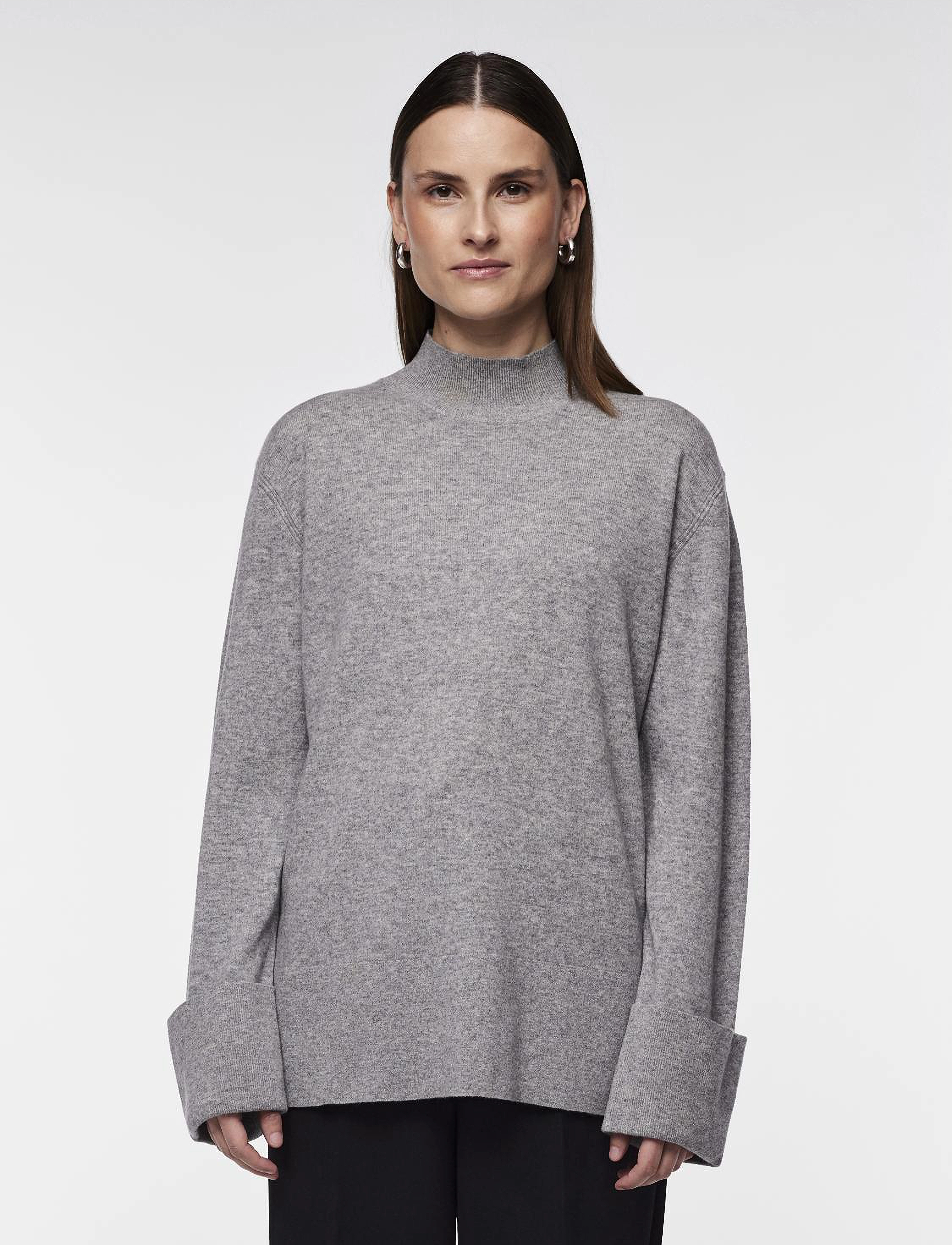 YAS emilie Highneck Knit Pullover S. Noos, S, Knitwear, Grau - Turtleneck, Frauen