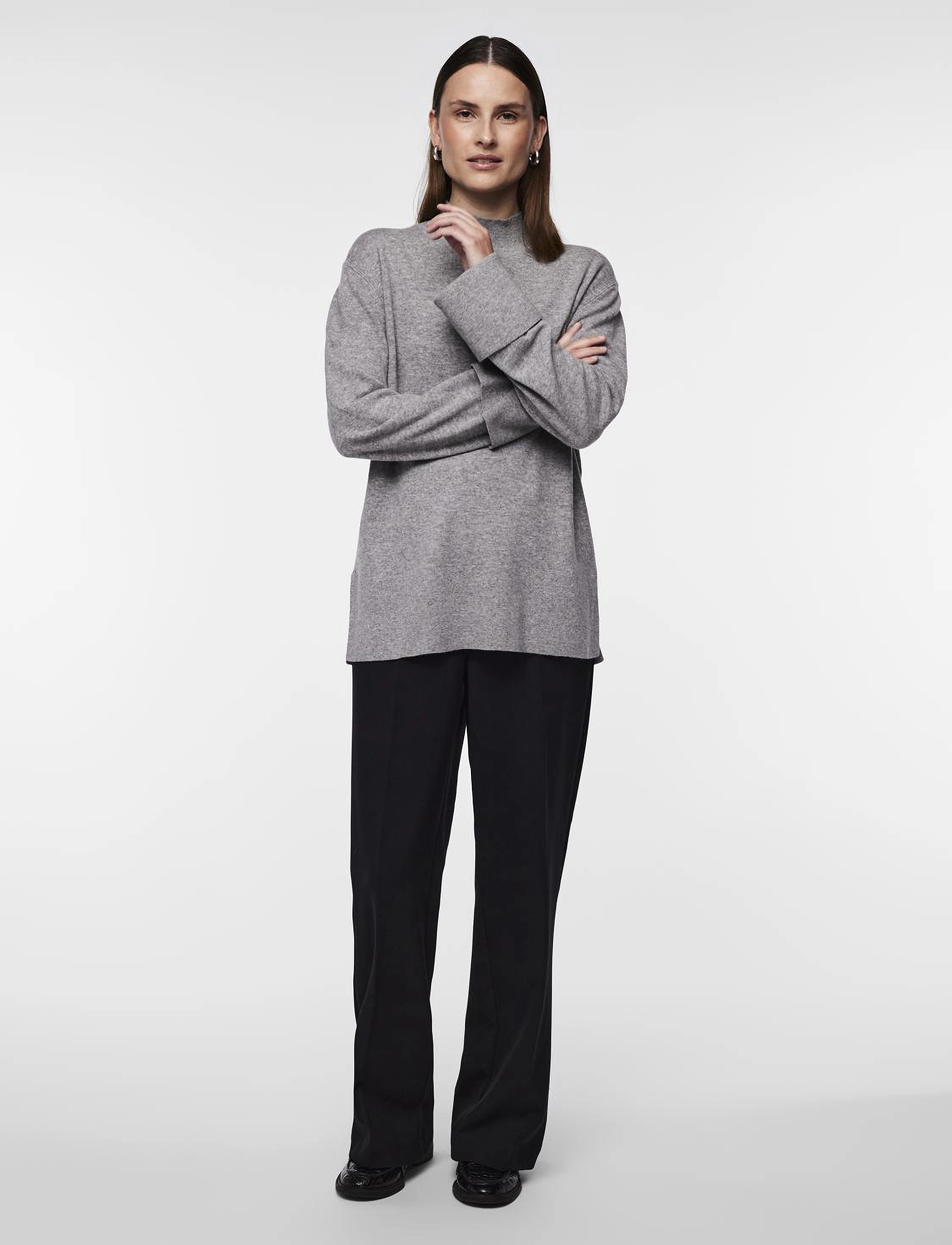 YAS - YASEMILIE HIGHNECK KNIT PULLOVER S. NOOS - pullover - light grey melange - 4