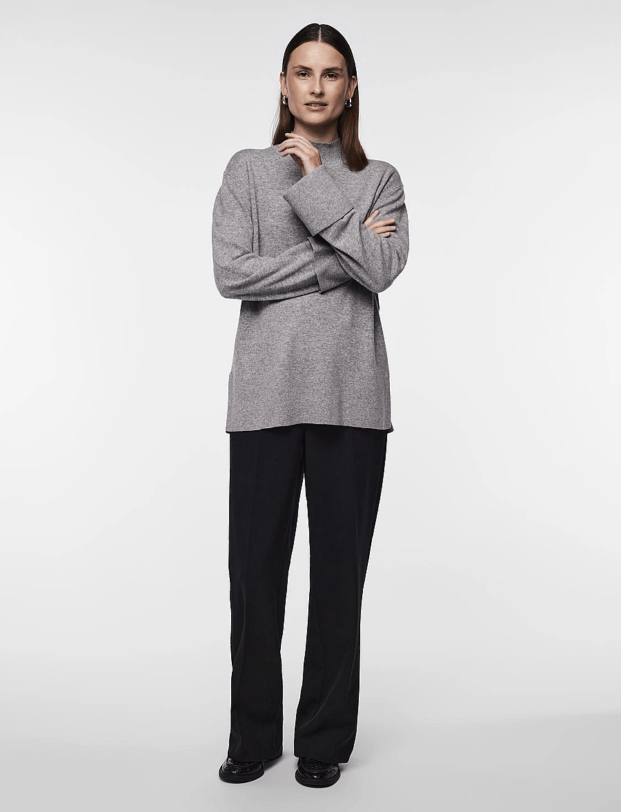 YAS - YASEMILIE HIGHNECK KNIT PULLOVER S. NOOS - pullover - light grey melange - 4
