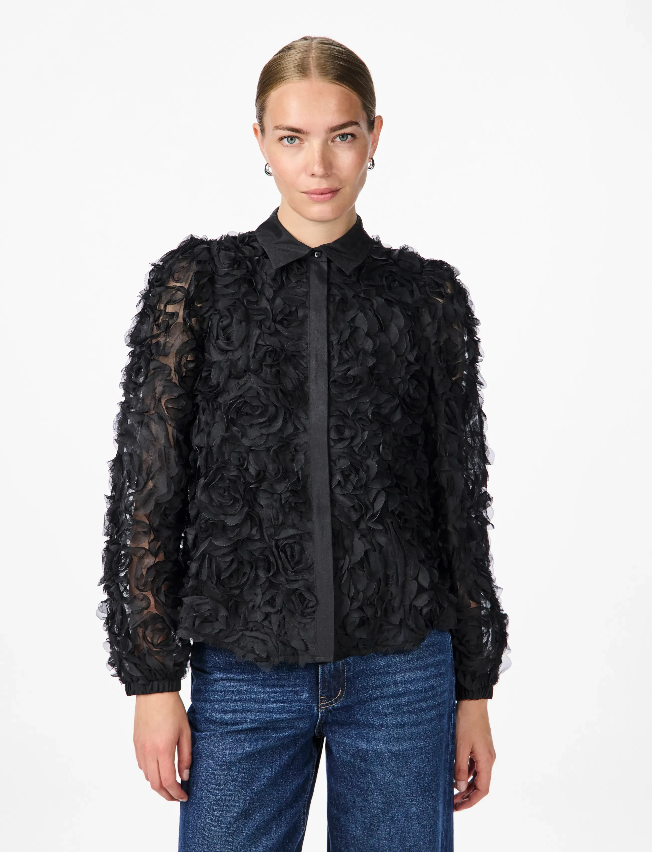 YAS Yasroso Ls Shirt - Show, 34, Black, Skjorter > Langærmede, Dame