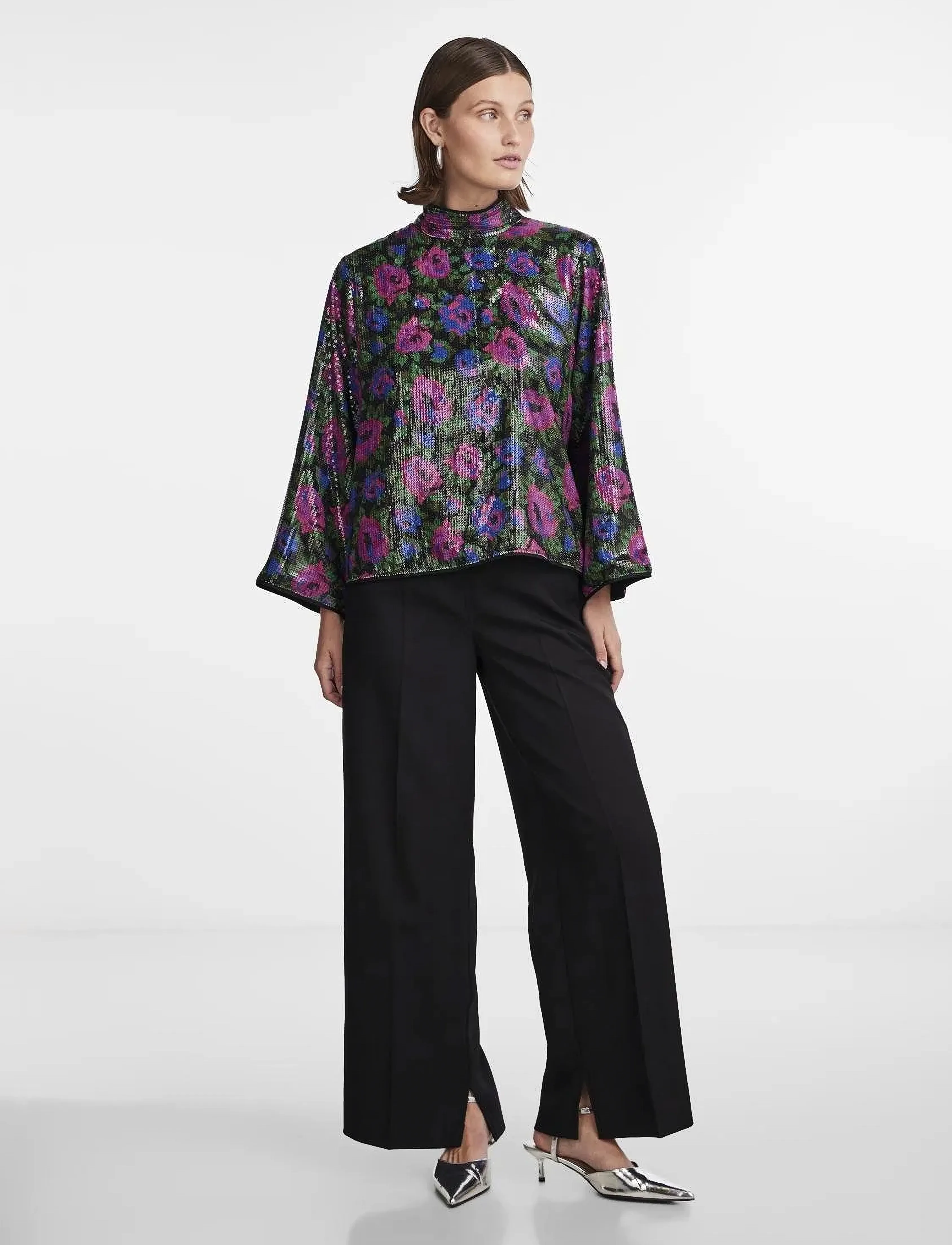 YAS - YASLIVO 3/4 SEQUIN TOP S. - langærmede bluser - black - 4