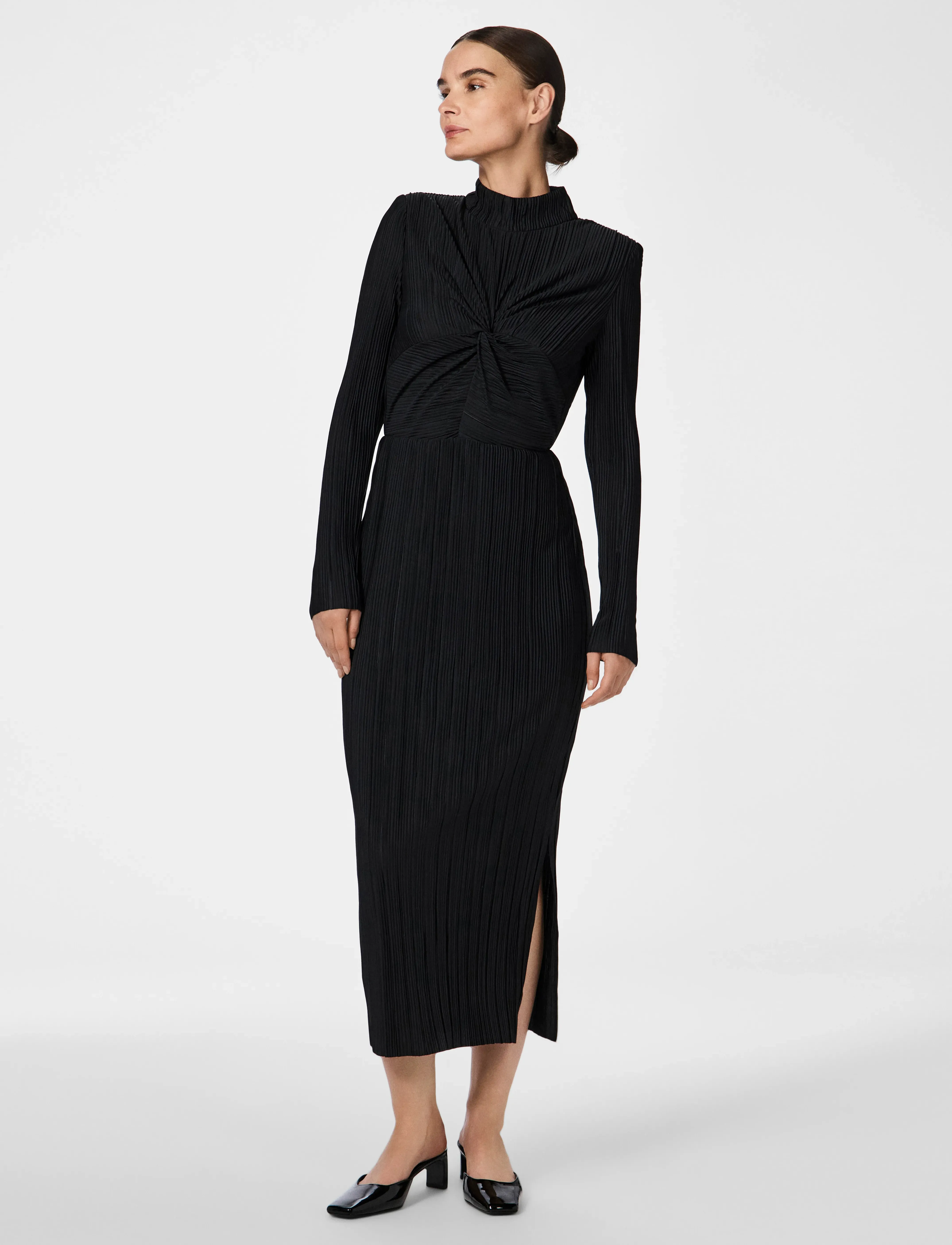 YAS YASOLINDA HIGH NECK LS LONG DRESS S. - Kjoler - BLACK / black
