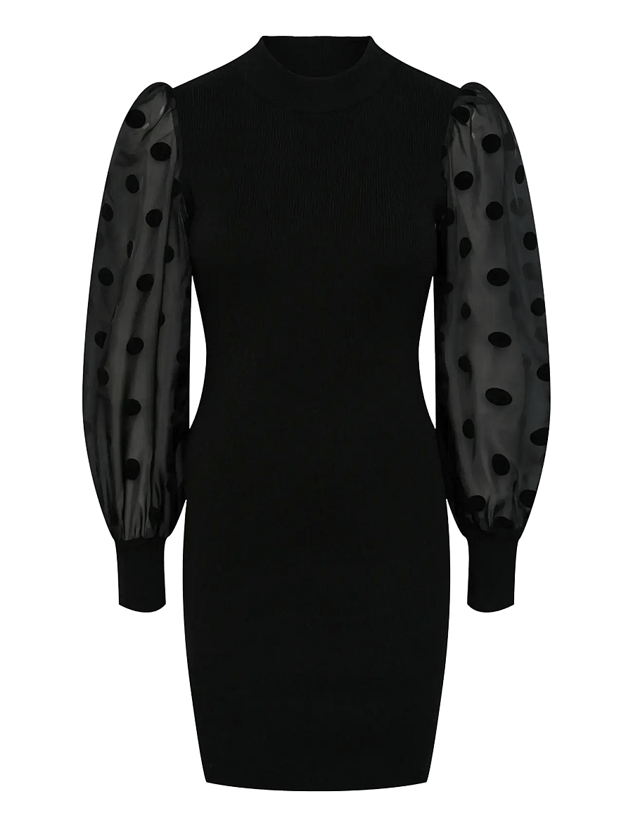 YAS - YASDOTME LS KNIT DRESS S. NOOS - etuikleider - black - 1