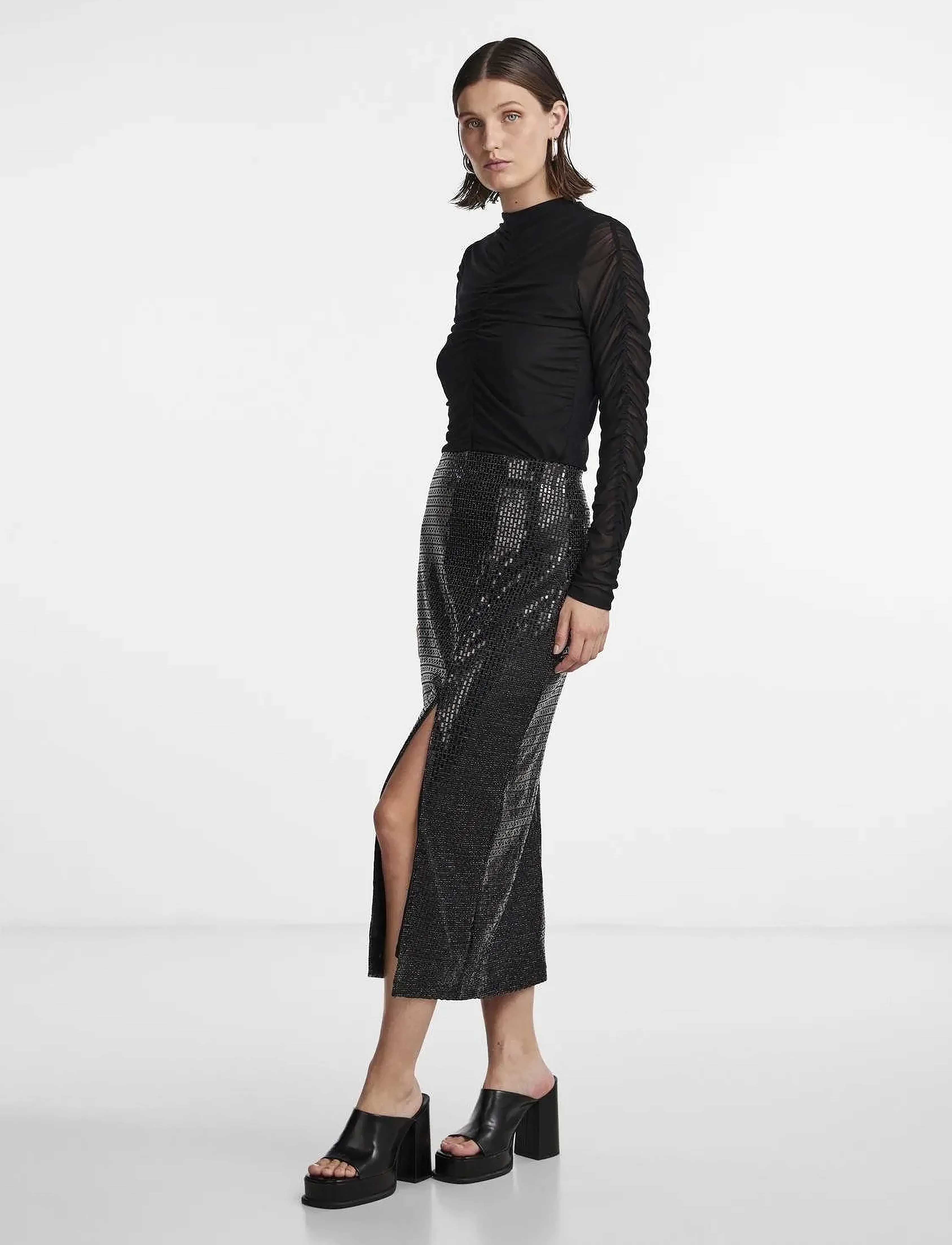 YAS - YASDARKNESS HW MIDI SKIRT - SHOW - midi nederdele - black - 4