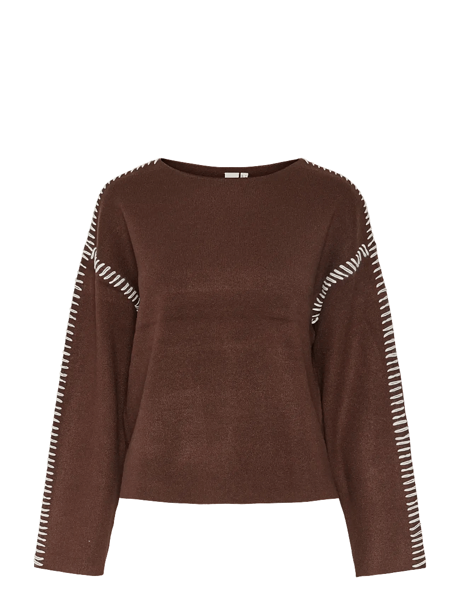 YAS - YASSTITCHA LS KNIT PULLOVER S. NOOS - striktrøjer - chicory coffee - 1