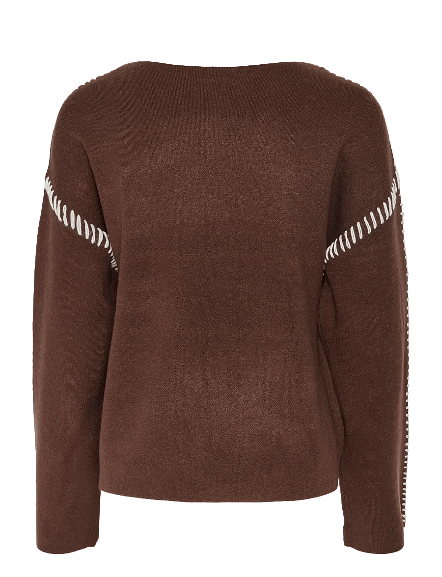 YAS - YASSTITCHA LS KNIT PULLOVER S. NOOS - striktrøjer - chicory coffee - 2