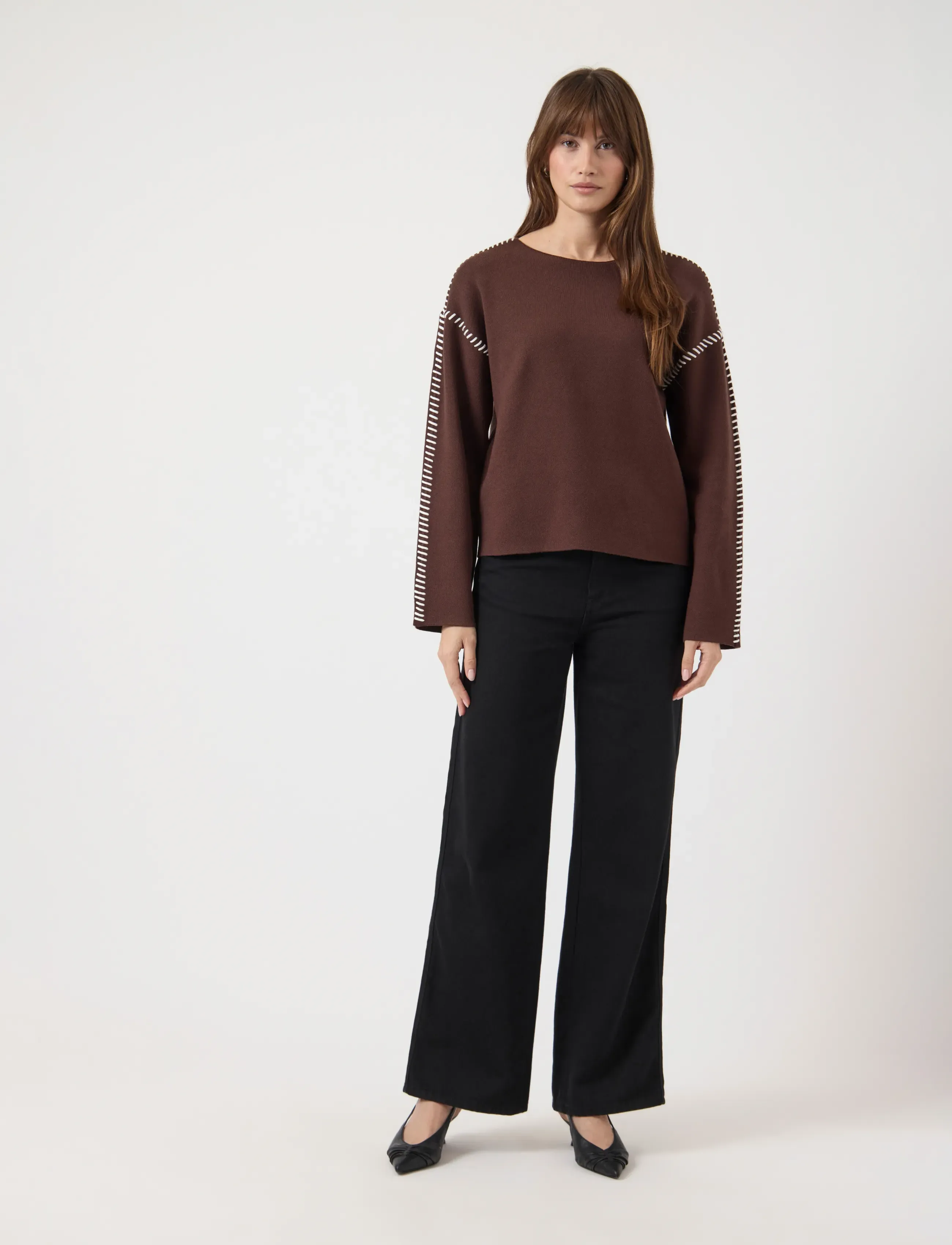 YAS - YASSTITCHA LS KNIT PULLOVER S. NOOS - trøjer - chicory coffee - 3