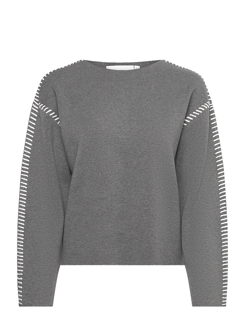 YAS - YASSTITCHA LS KNIT PULLOVER S. NOOS - gebreide truien - medium grey melange - 0