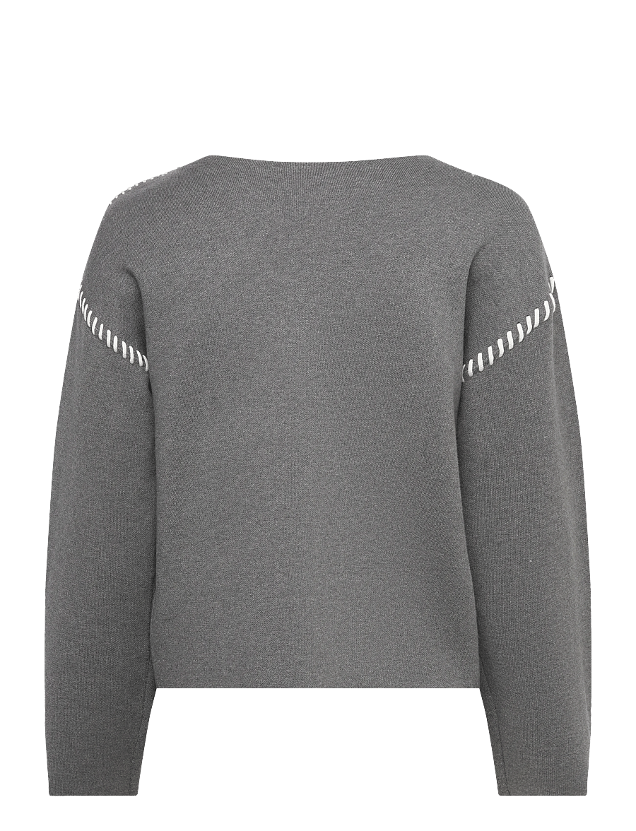 YAS - YASSTITCHA LS KNIT PULLOVER S. NOOS - džemperi - medium grey melange - 2
