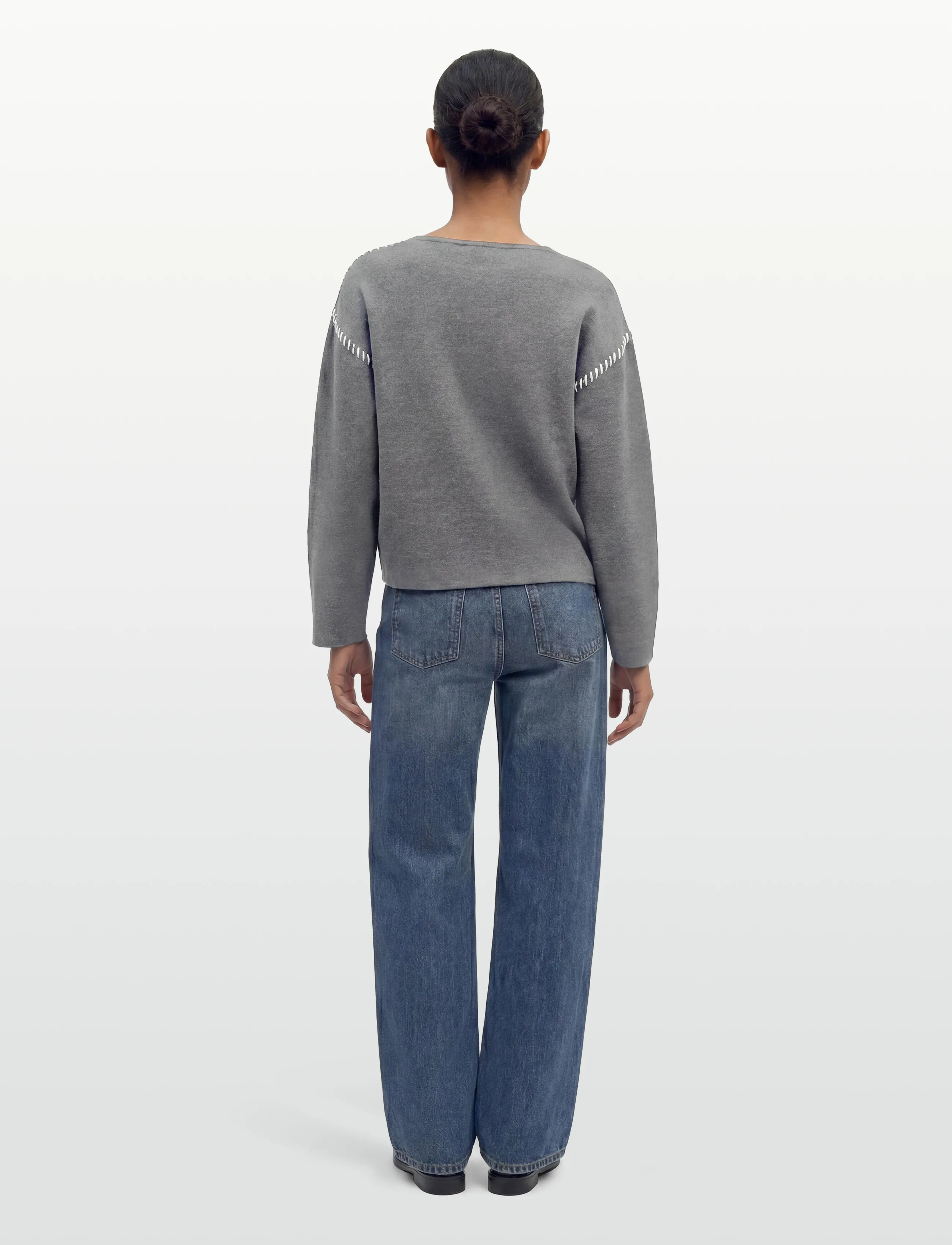 YAS - YASSTITCHA LS KNIT PULLOVER S. NOOS - swetry - medium grey melange - 4