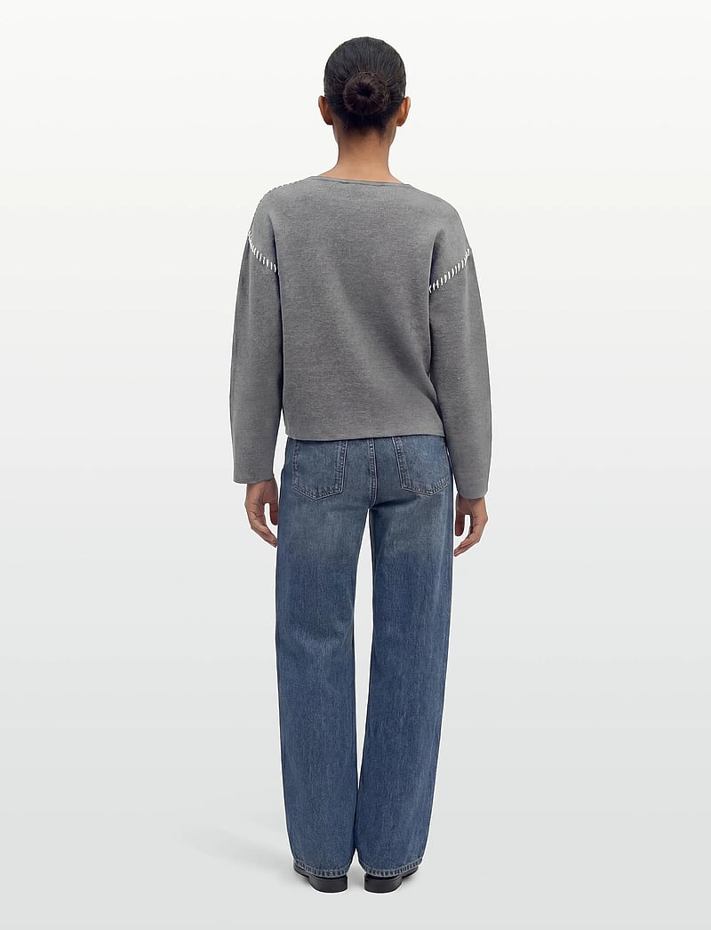 YAS - YASSTITCHA LS KNIT PULLOVER S. NOOS - stickade tröjor - medium grey melange - 4
