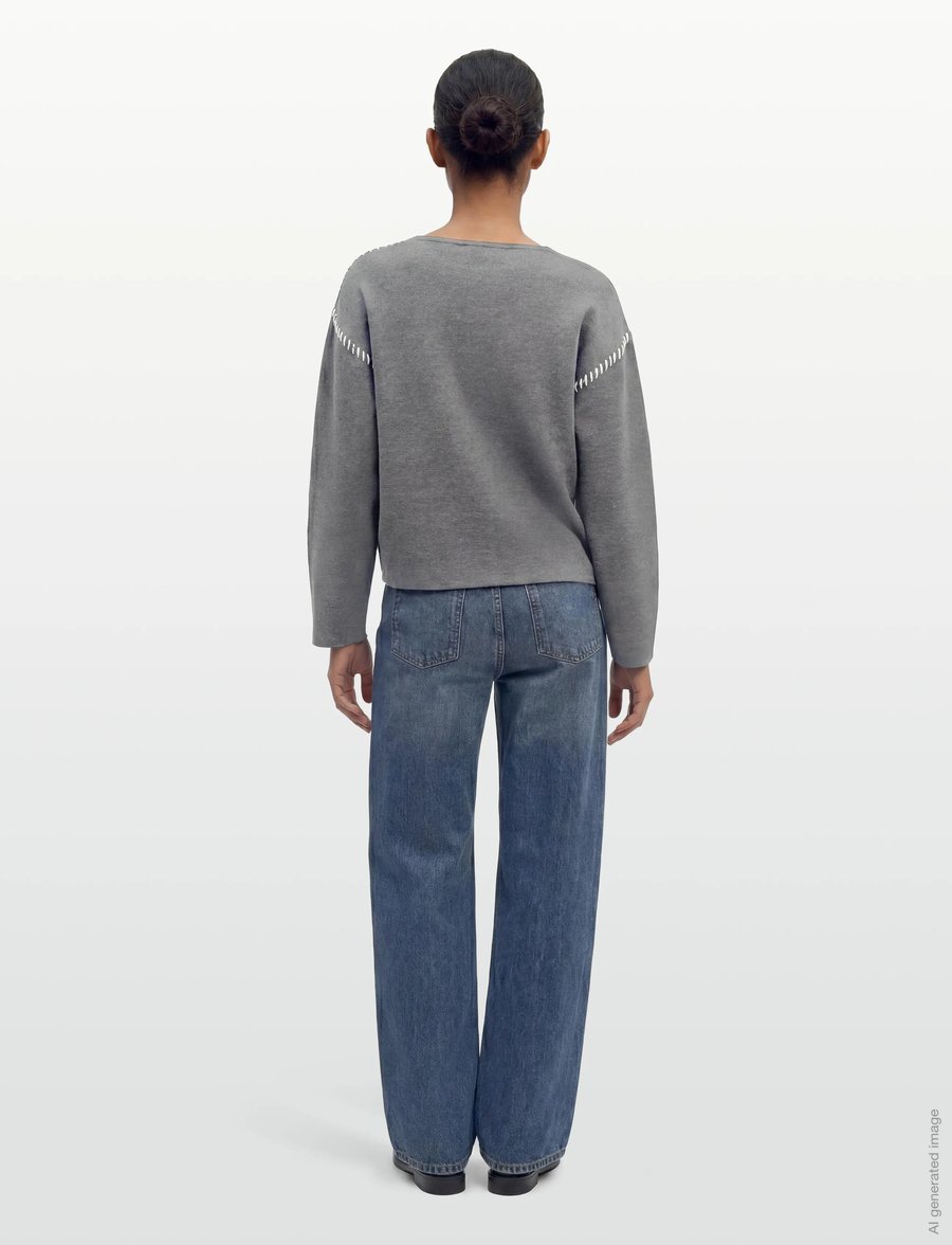 YAS - YASSTITCHA LS KNIT PULLOVER S. NOOS - džemperi - medium grey melange - 4