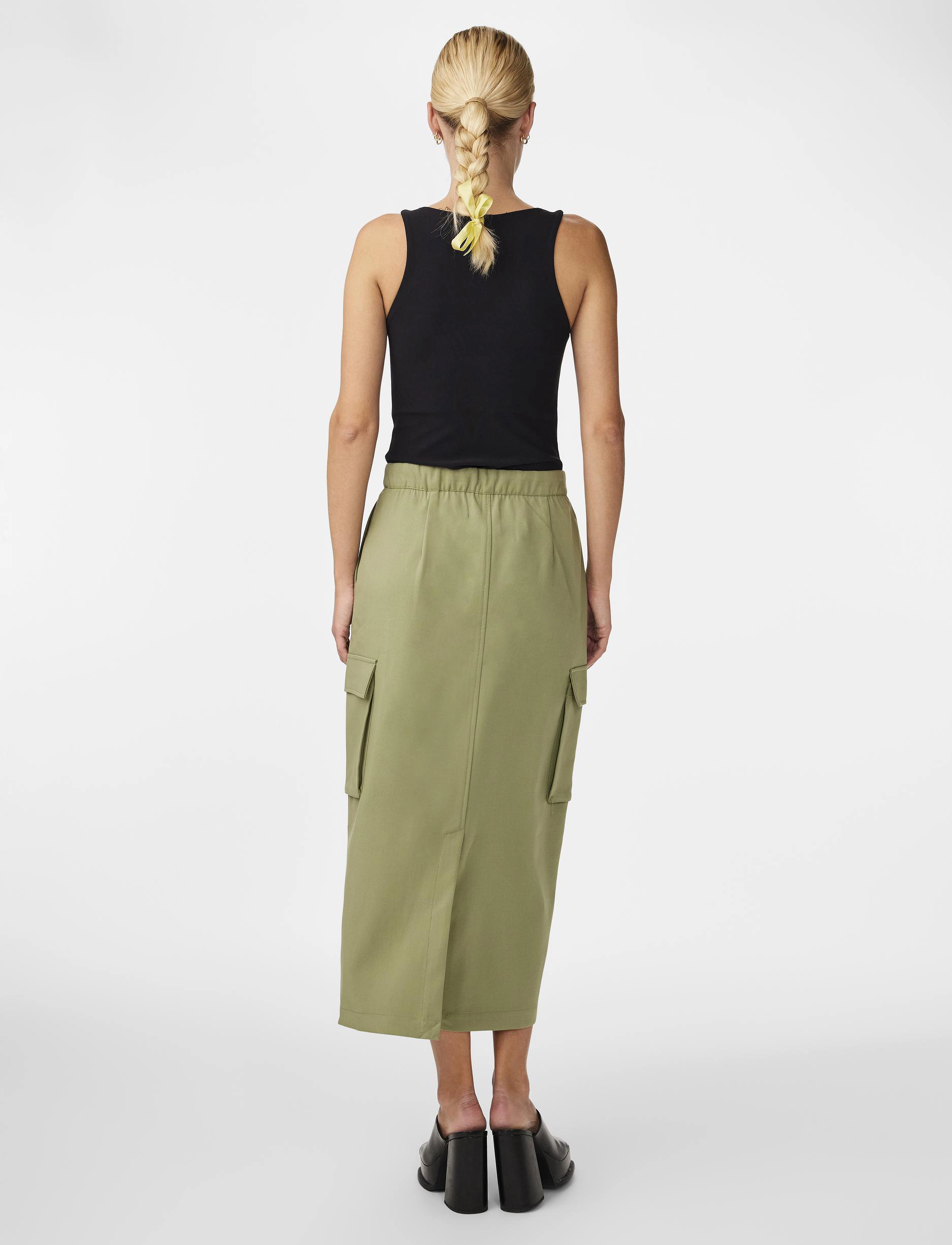 YAS - YASPOCKA HMW MIDI SKIRT - midi nederdele - oil green - 3