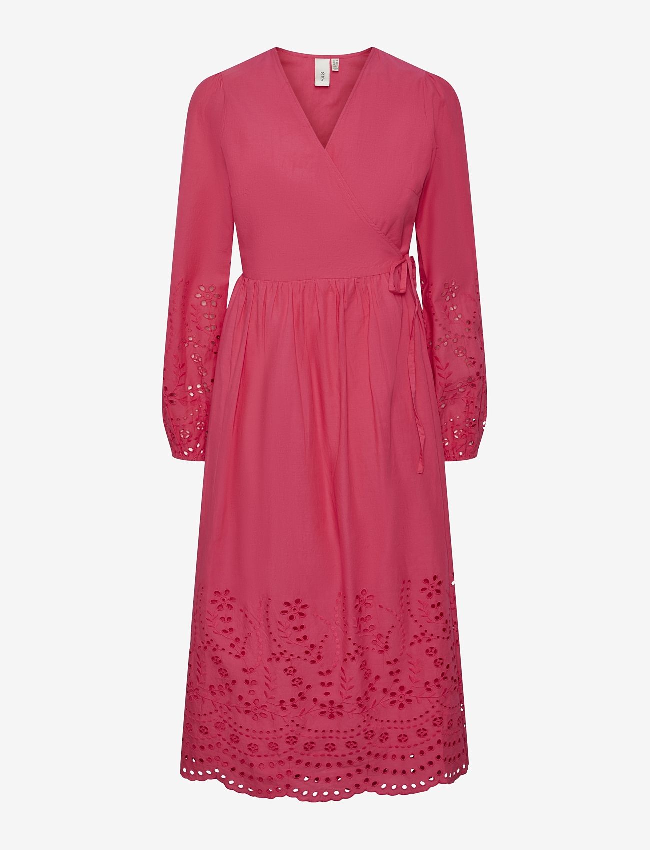 YAS - YASLUMA LS LONG WRAP DRESS S. NOOS - wrap dresses - raspberry sorbet - 0