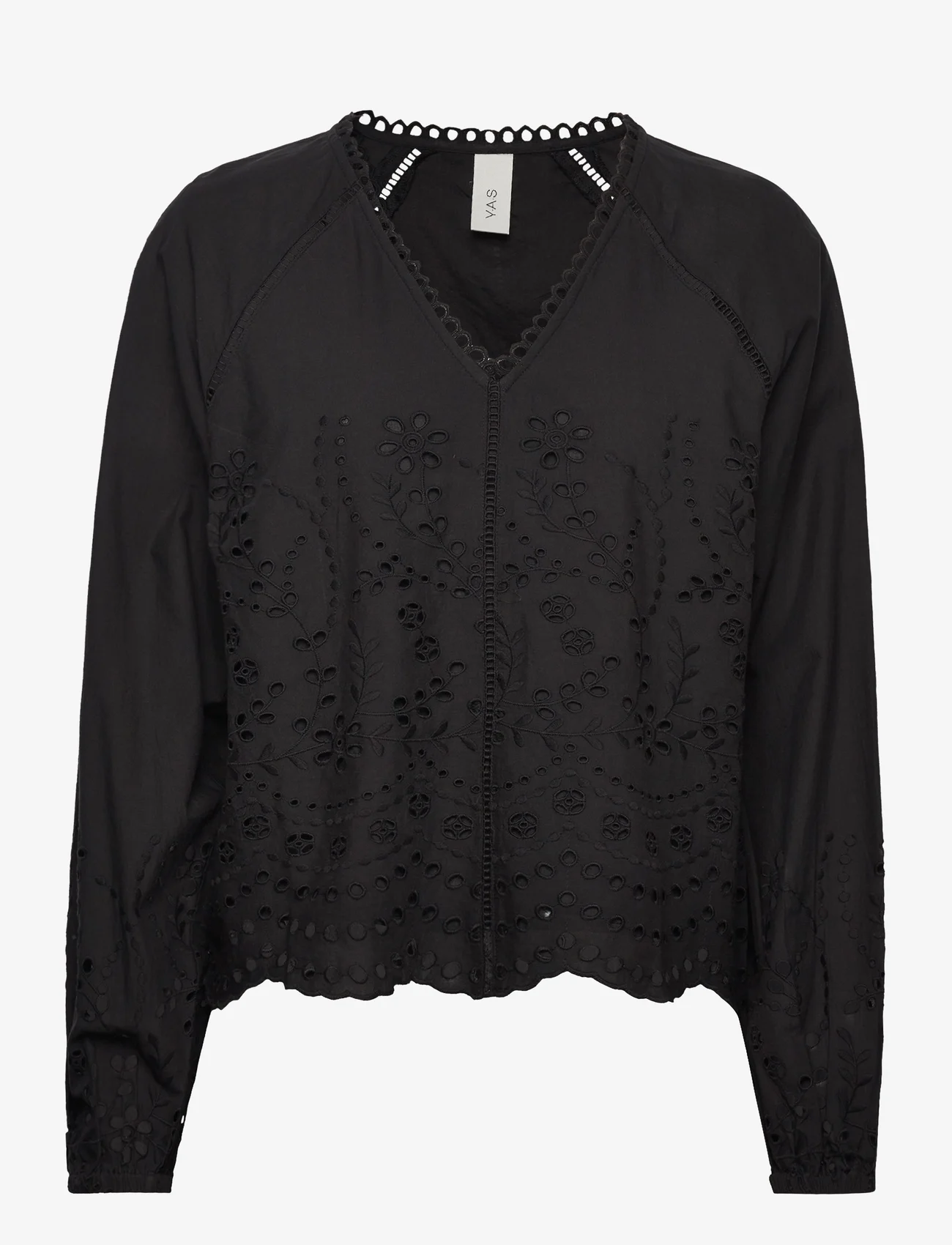 YAS - YASLUMA LS V-NECK TOP S. NOOS - long-sleeved blouses - black - 0