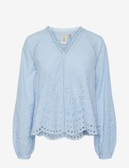 YAS - YASLUMA LS V-NECK TOP S. NOOS - long-sleeved blouses - clear sky - 0