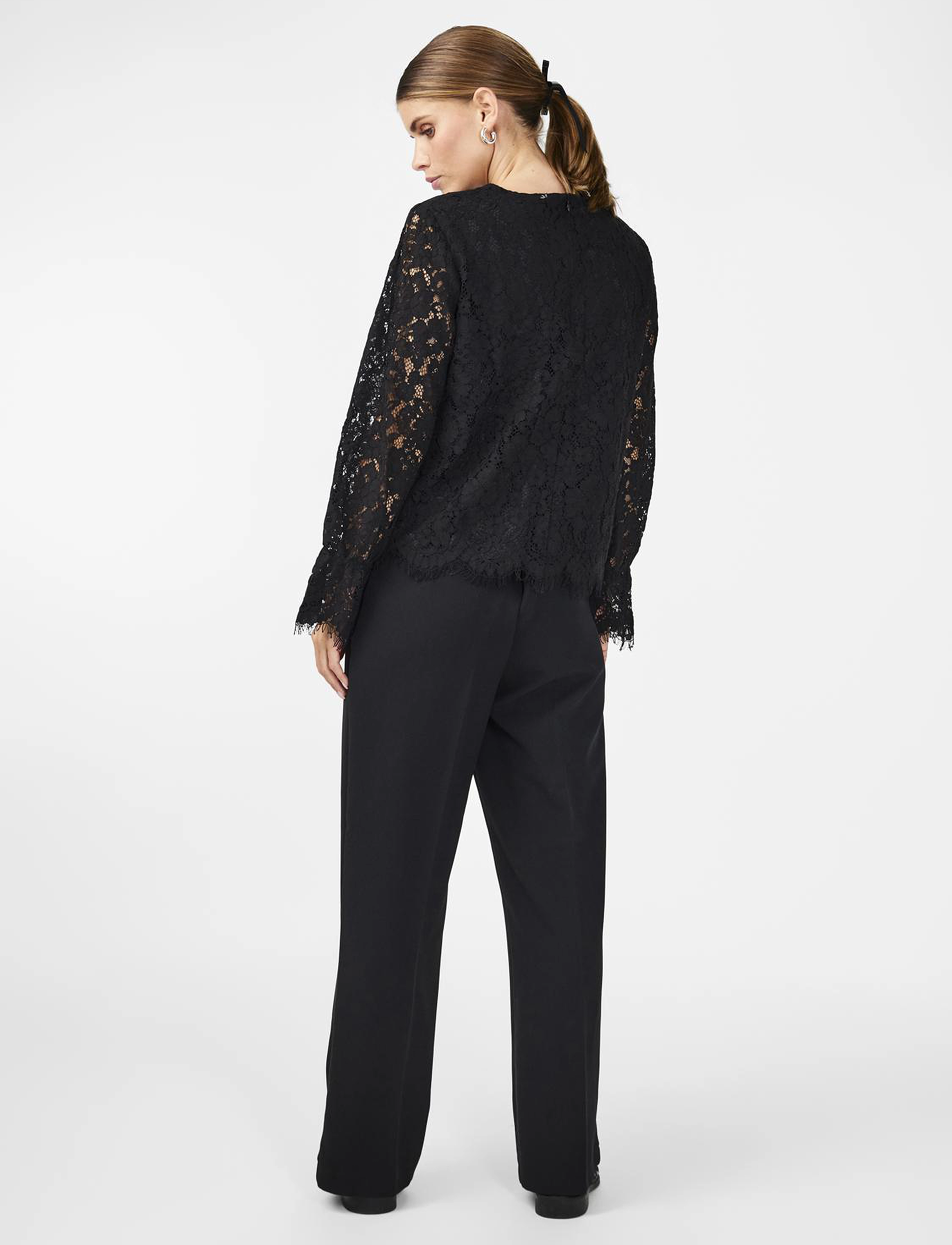 YAS - YASPERLA LS LACE TOP S. NOOS - langærmede bluser - black - 3