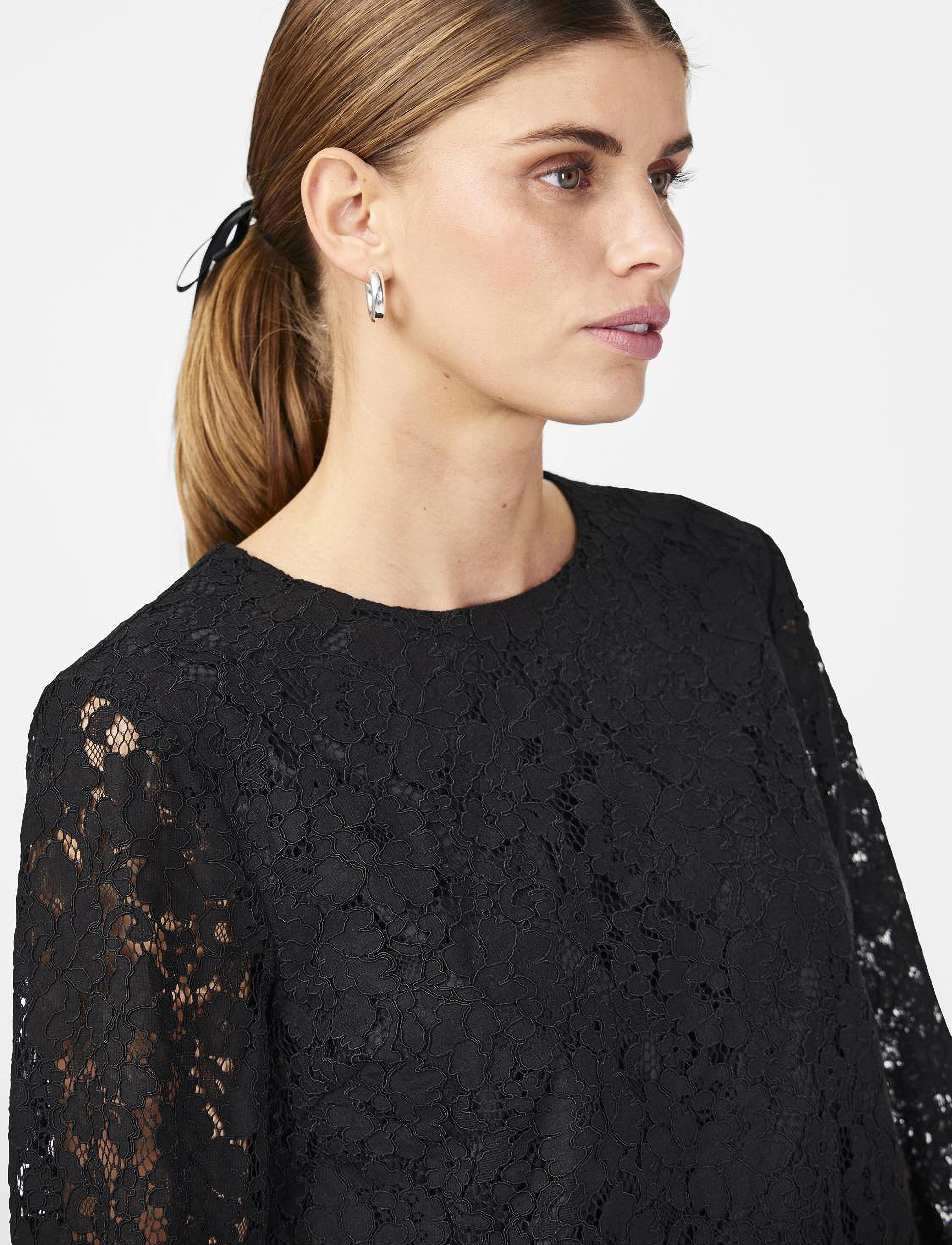 YAS - YASPERLA LS LACE TOP S. NOOS - langærmede bluser - black - 4